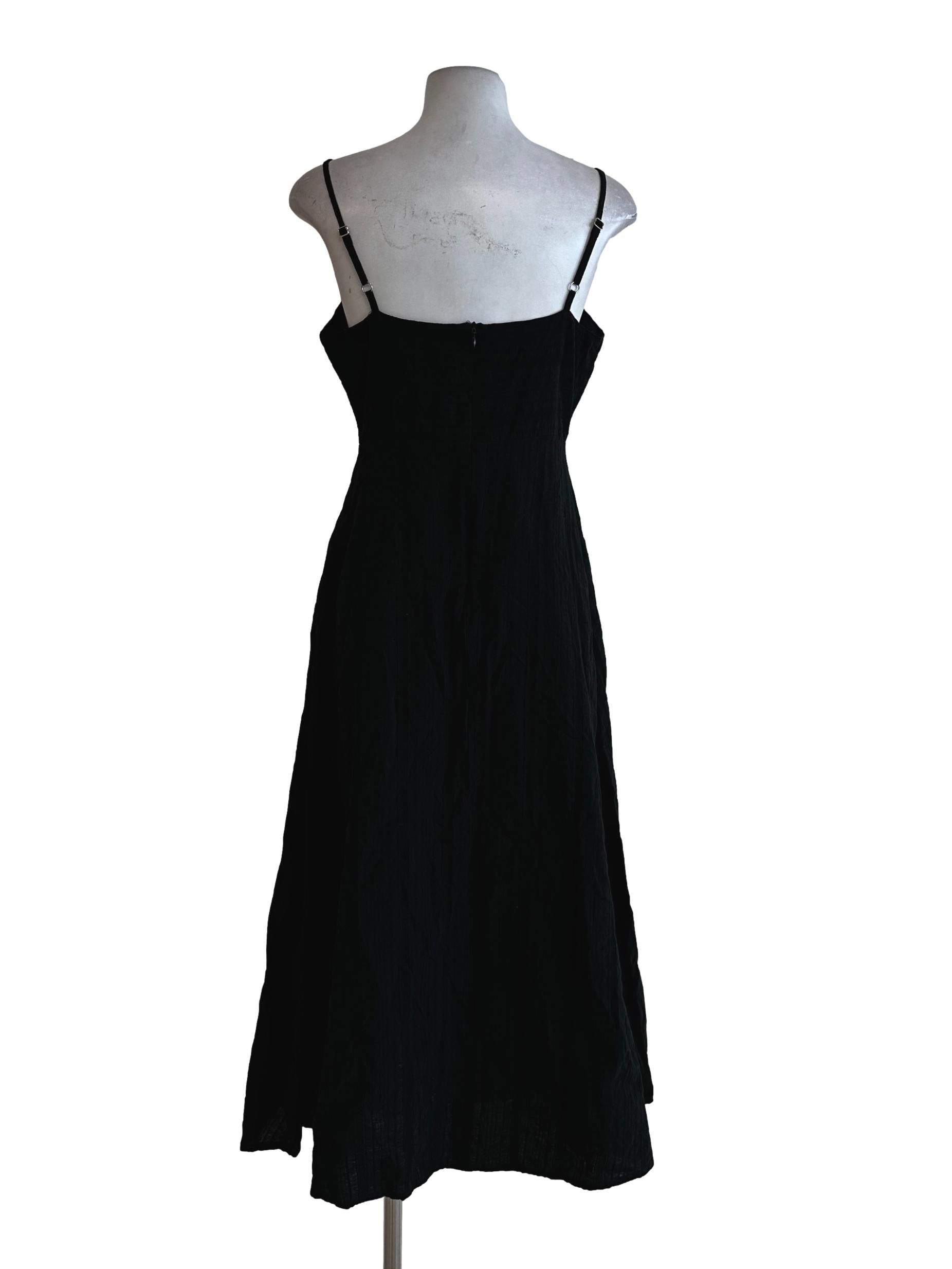 Black Textured Sleeveless Dress