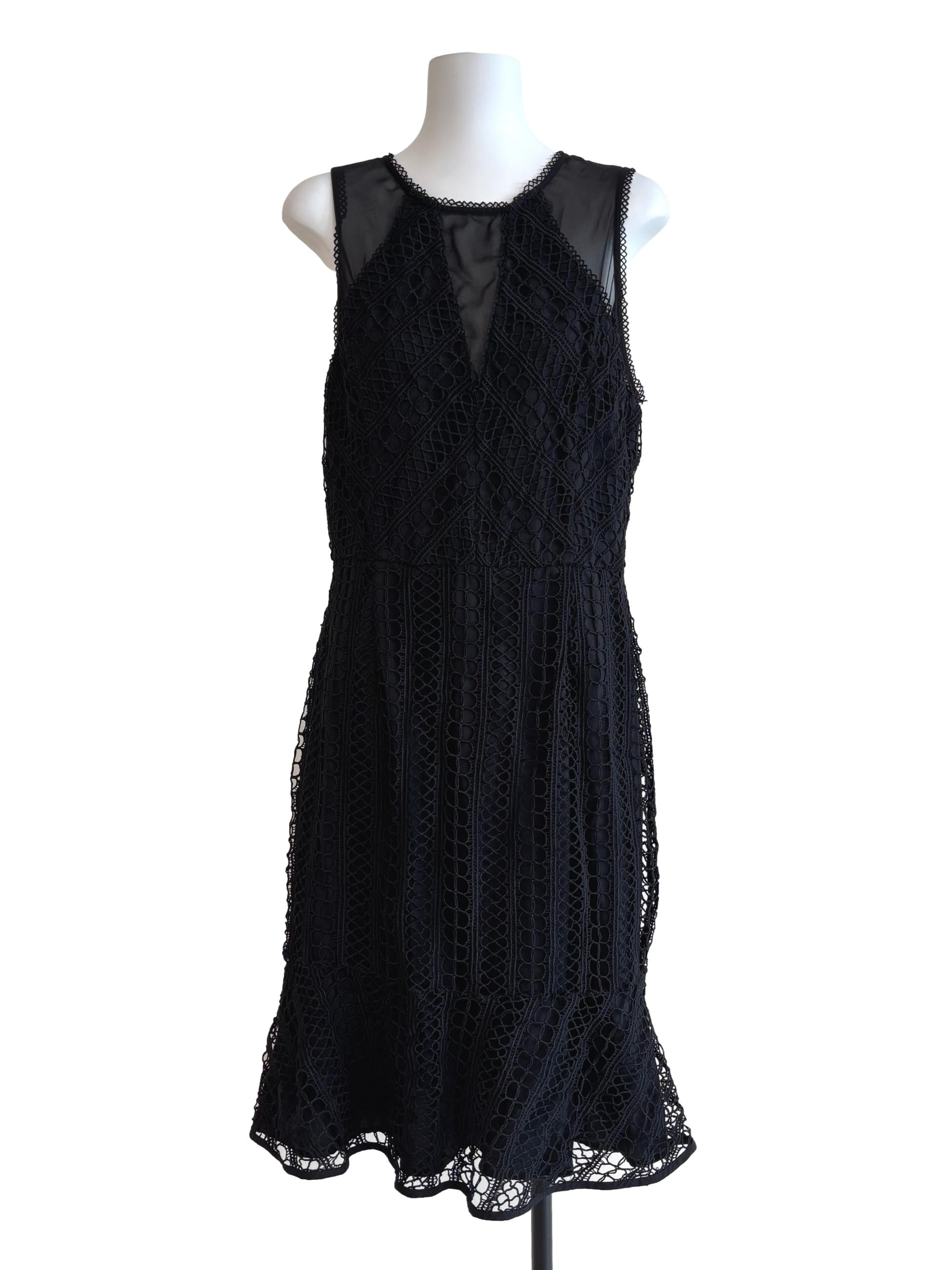 Ebony Black Sleeveless Lace Dress