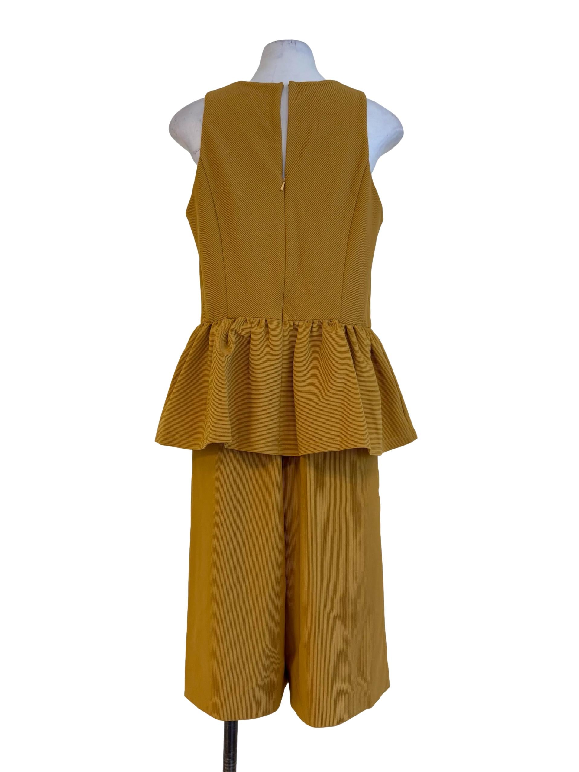 Textured Mustard Sleeveless Jumpsuit