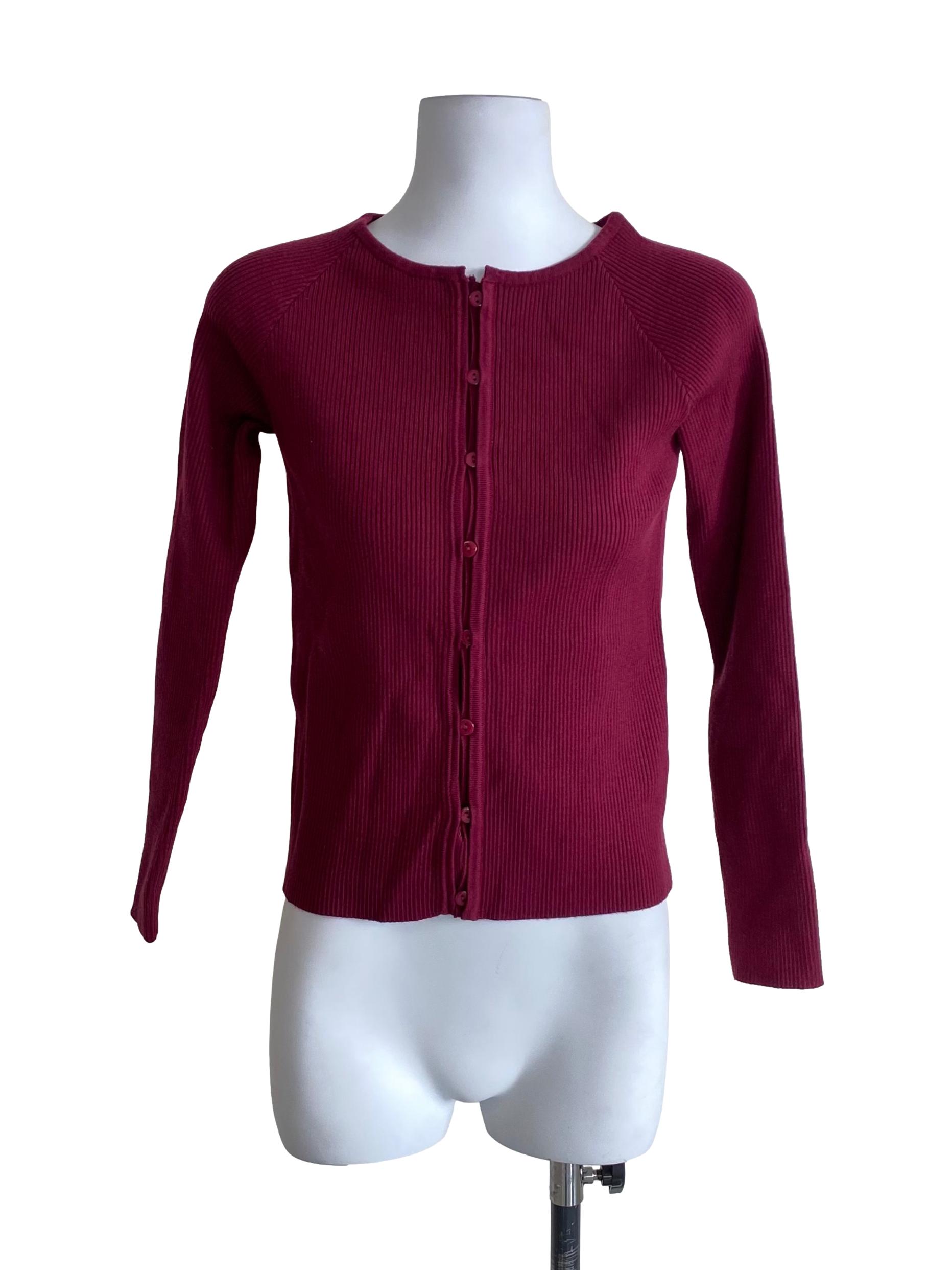 Dark Red Button Down Cardigan