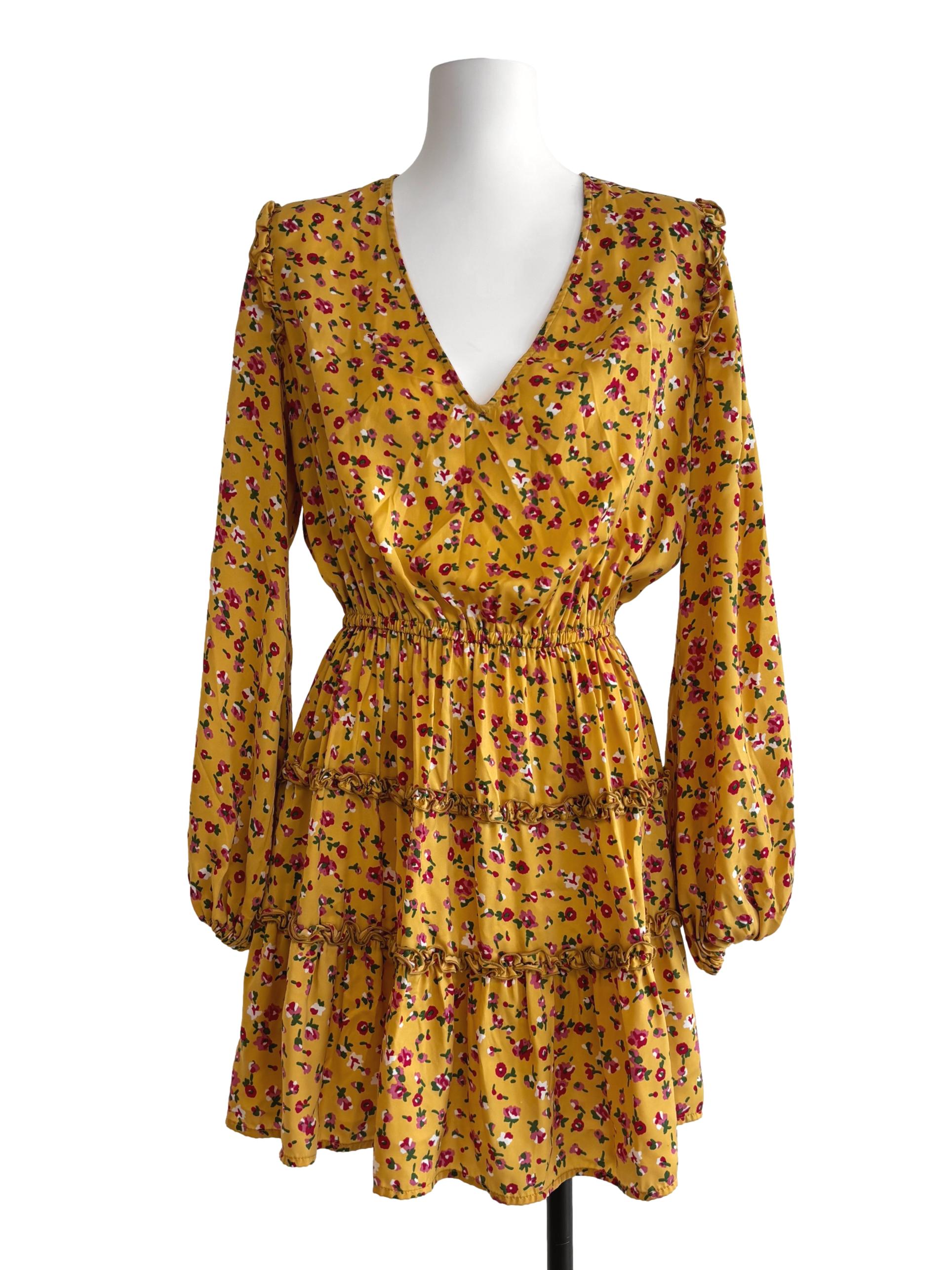 Butterscotch Yellow Printed A-Line Dress