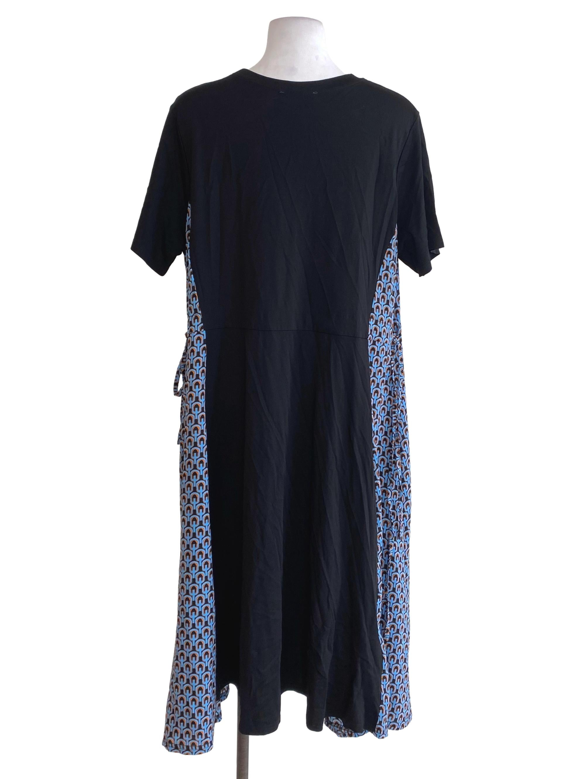 Black Side Blue Patterned Dress