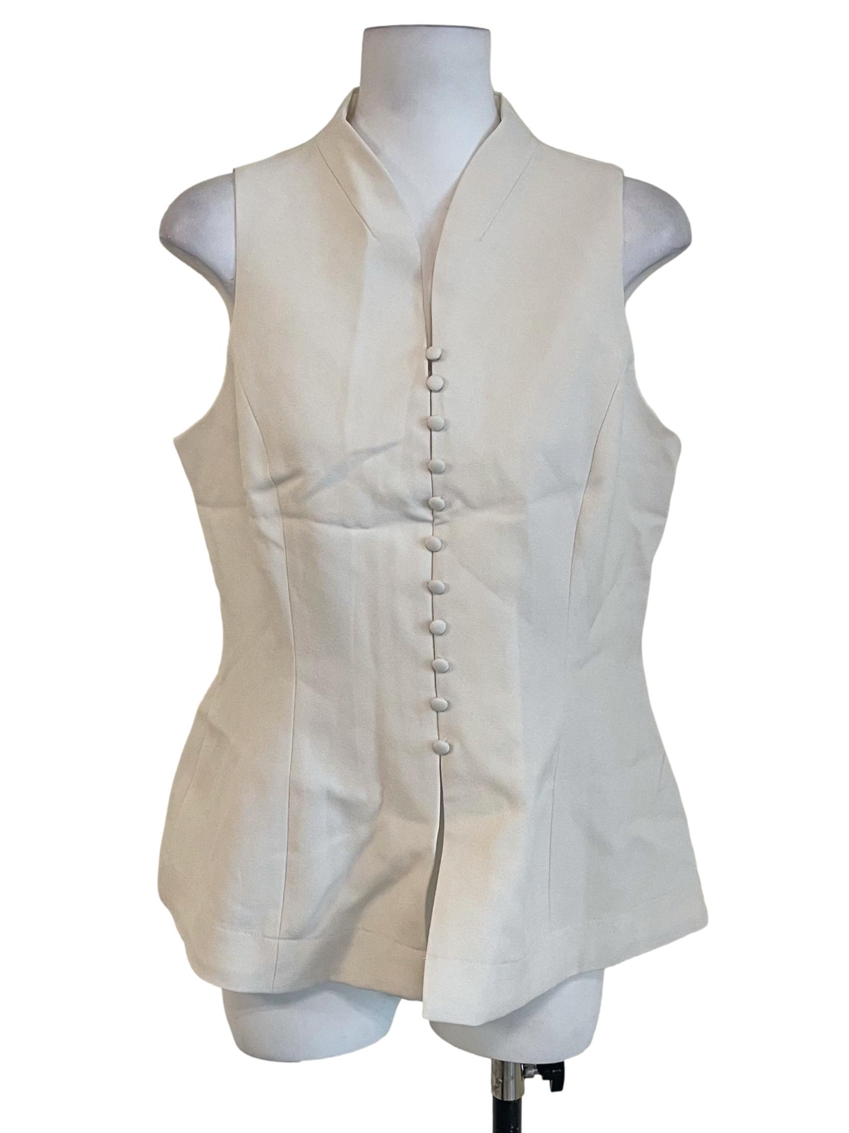 White Curve Collar Vest Top