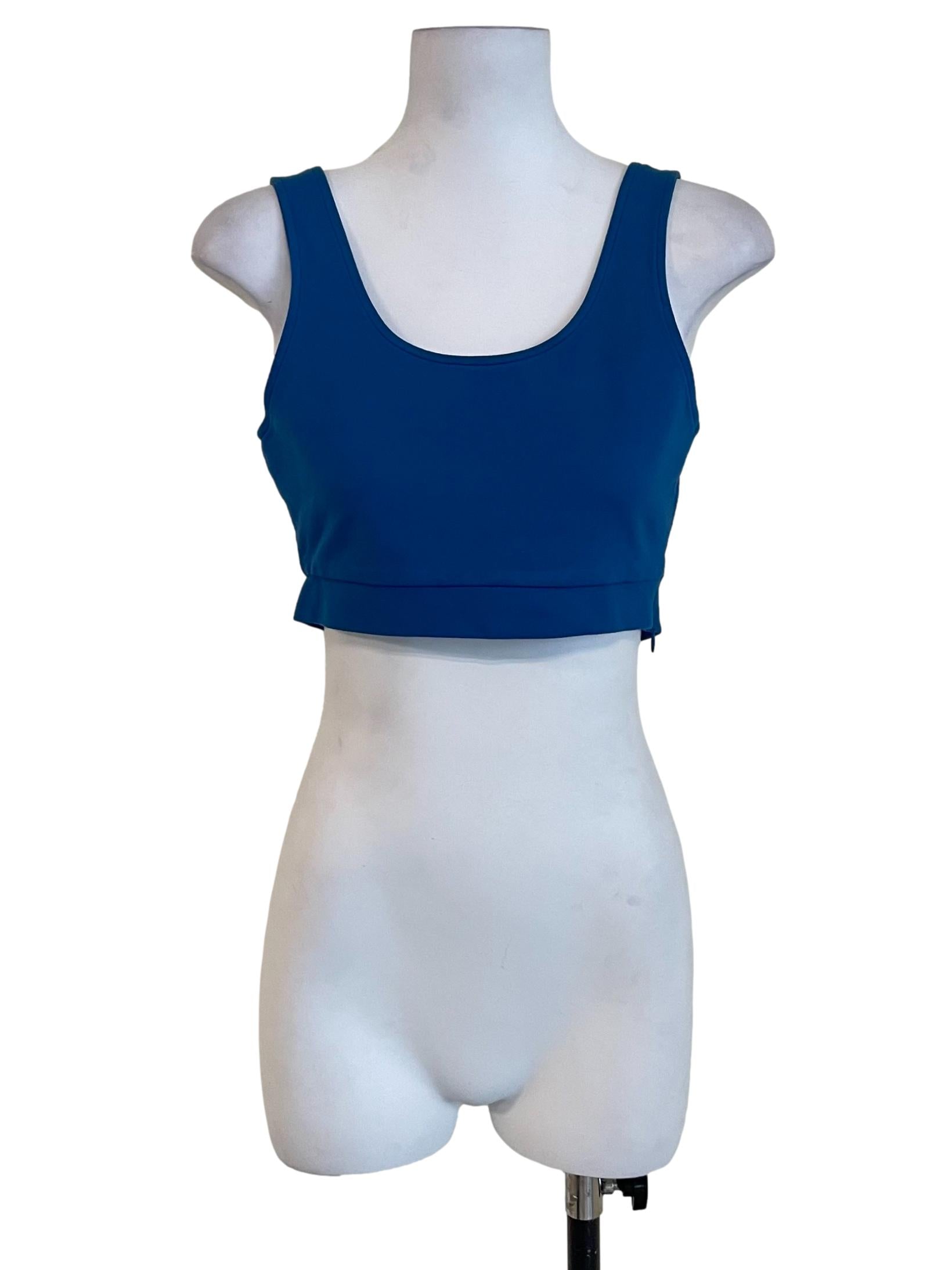 Blue Square Neck Crop Top