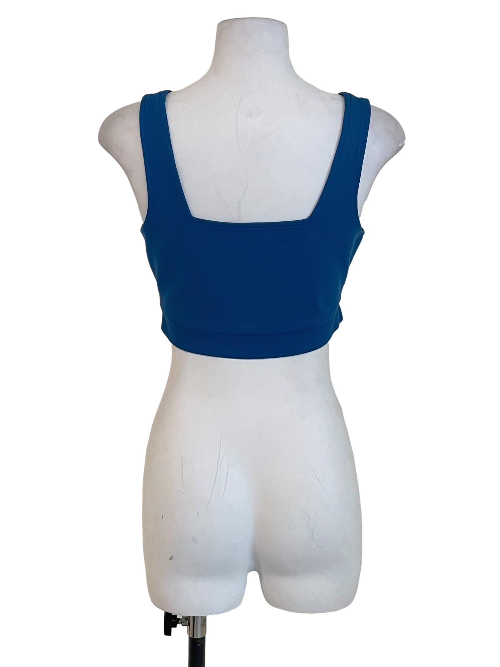 Blue Square Neck Crop Top
