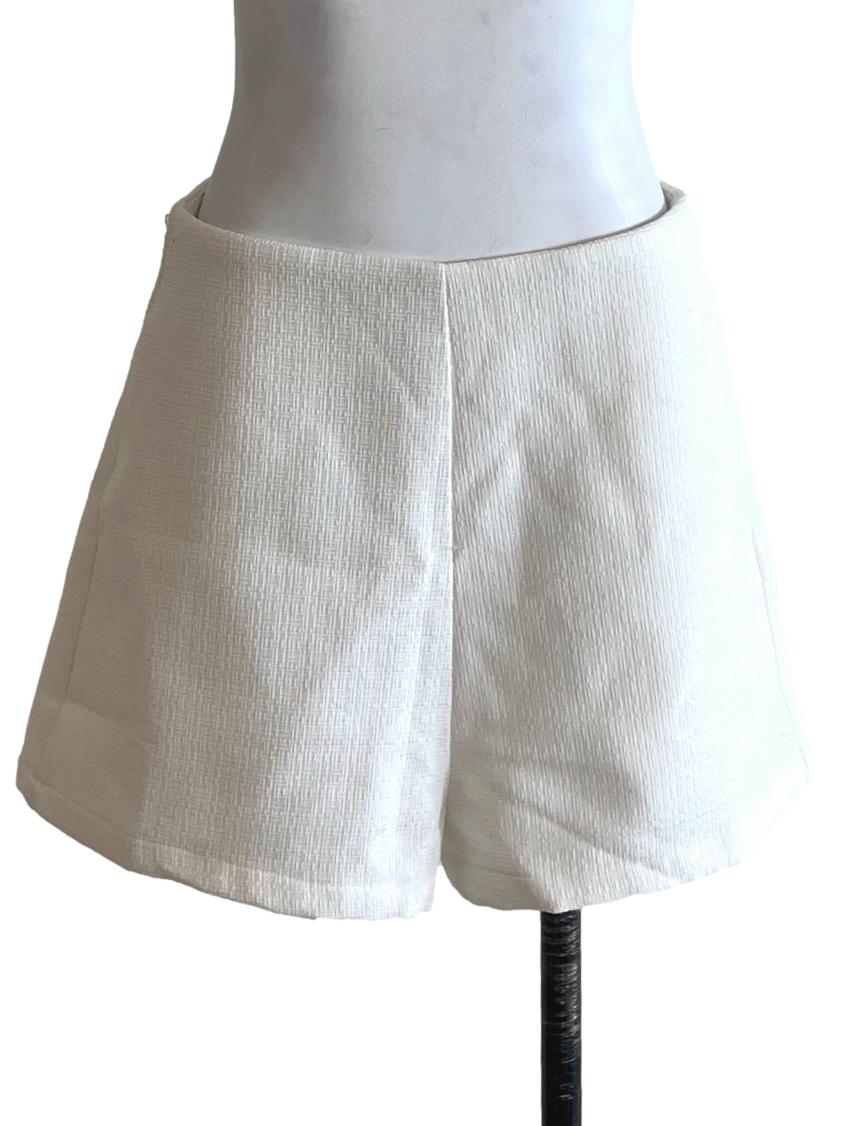 White Graph Check Shorts
