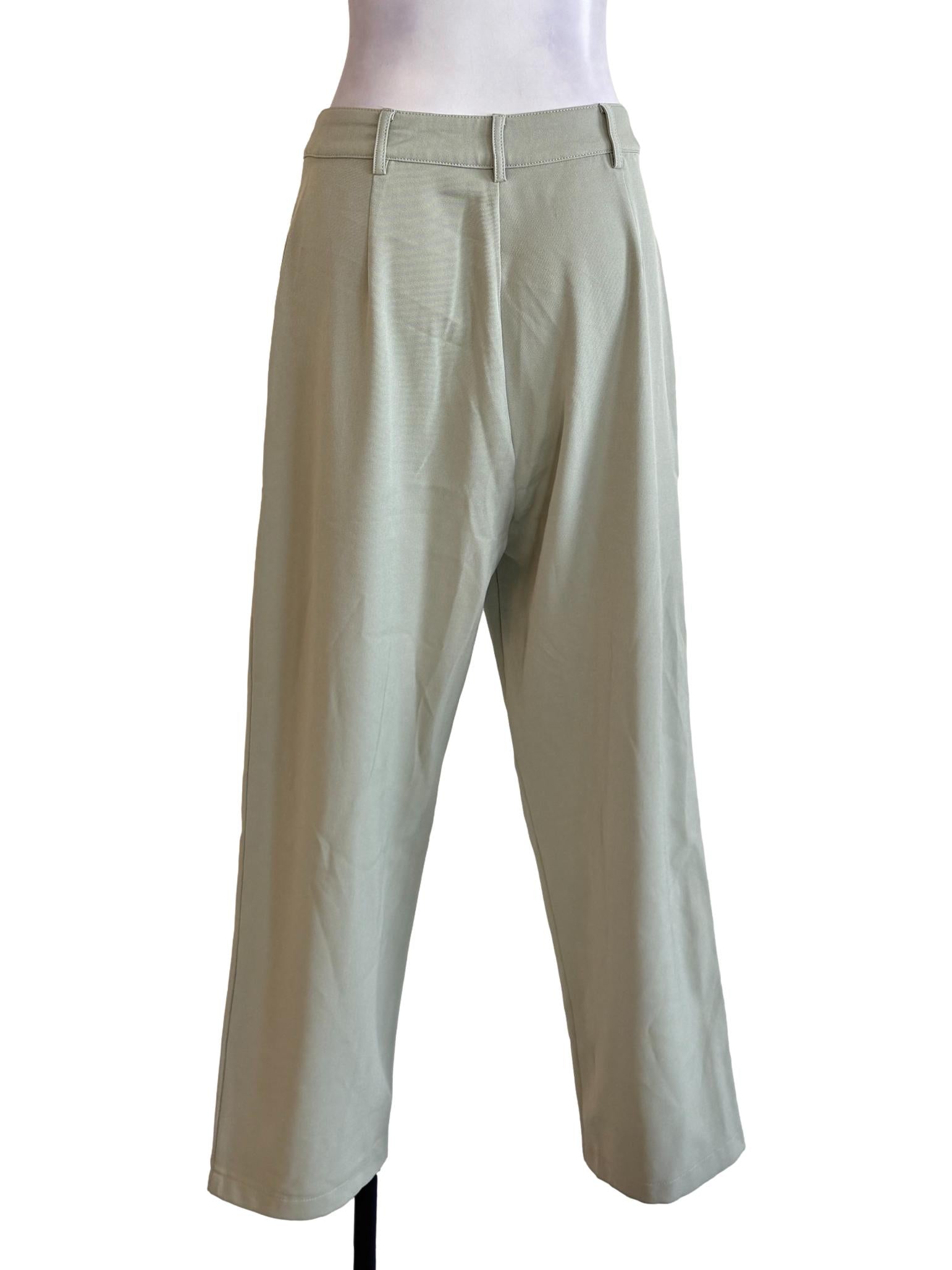 Olive Green Straight Formal Pants