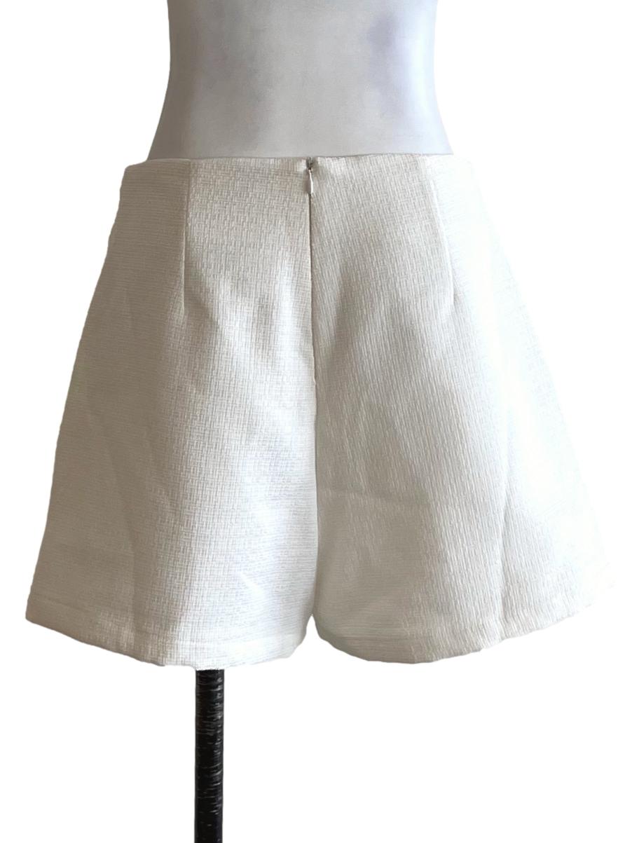 White Graph Check Shorts