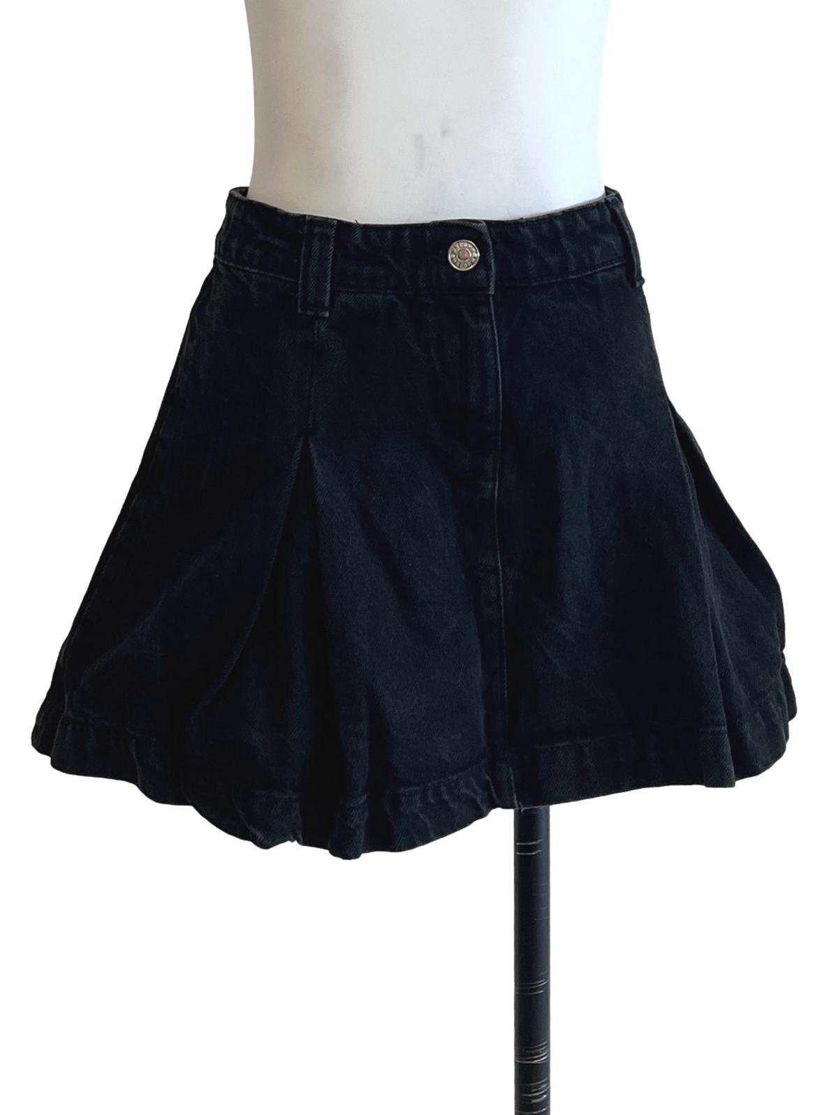 Onyx Black Pleated A-Line Skirt