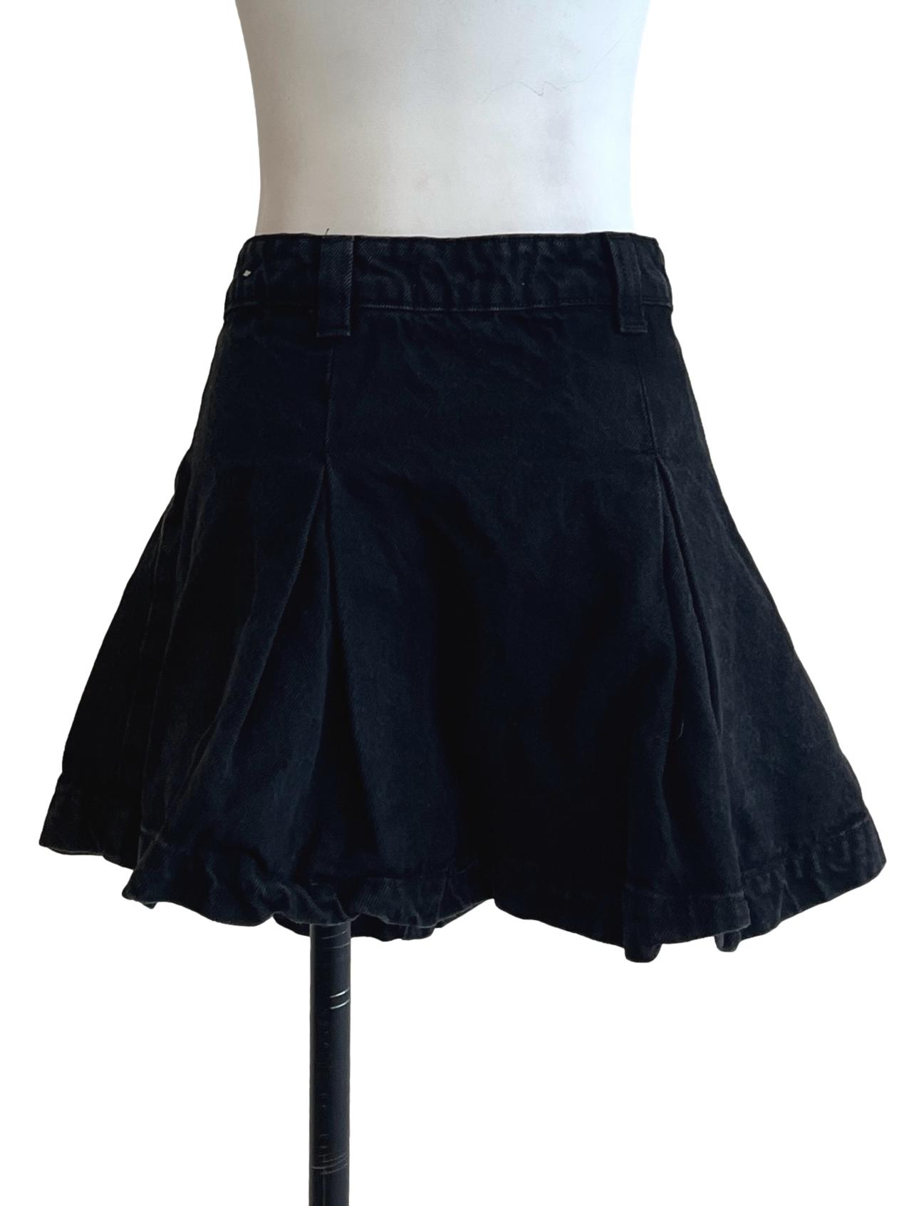 Onyx Black Pleated A-Line Skirt