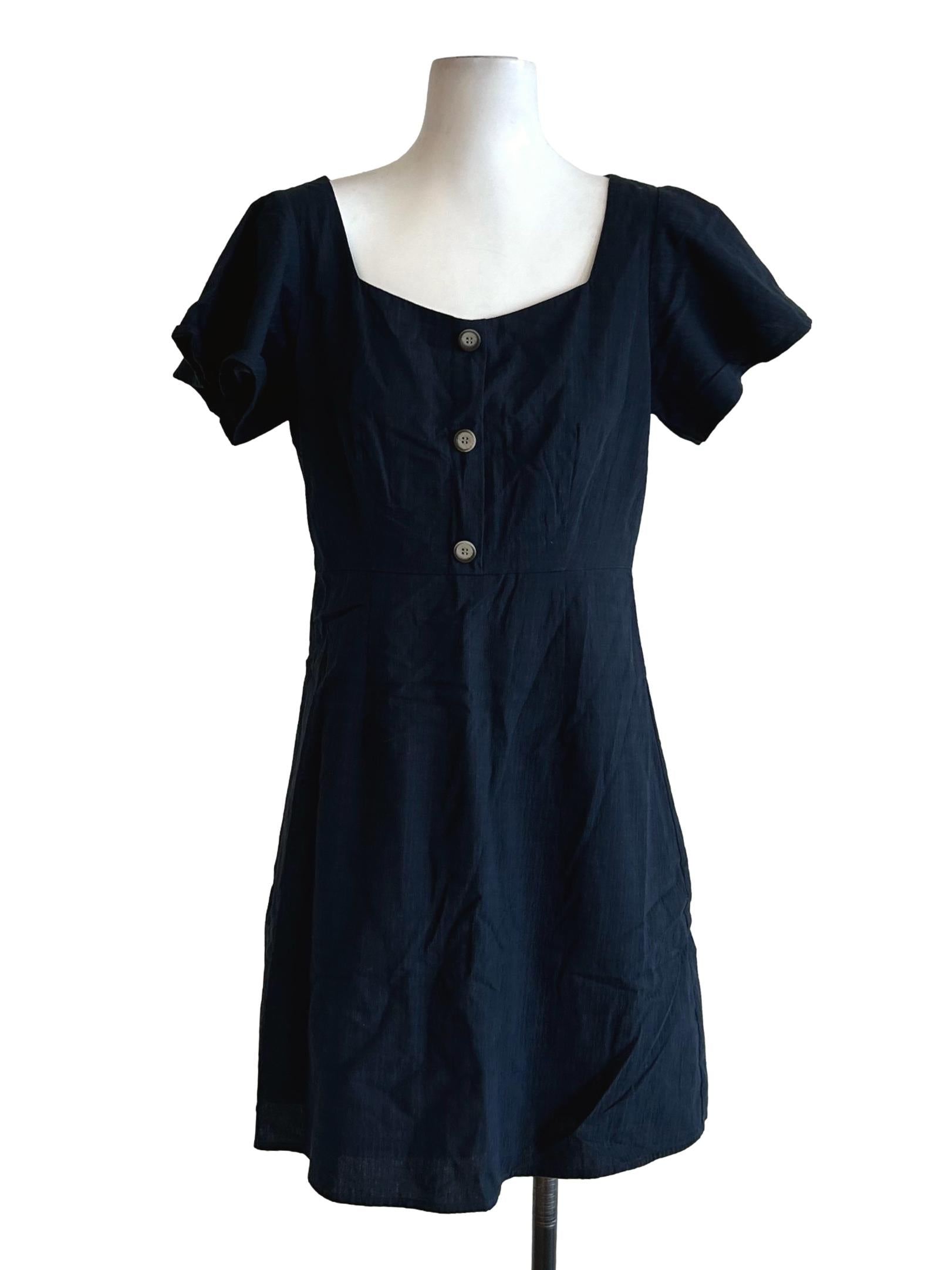 Dark Blue Short Sleeves Dress