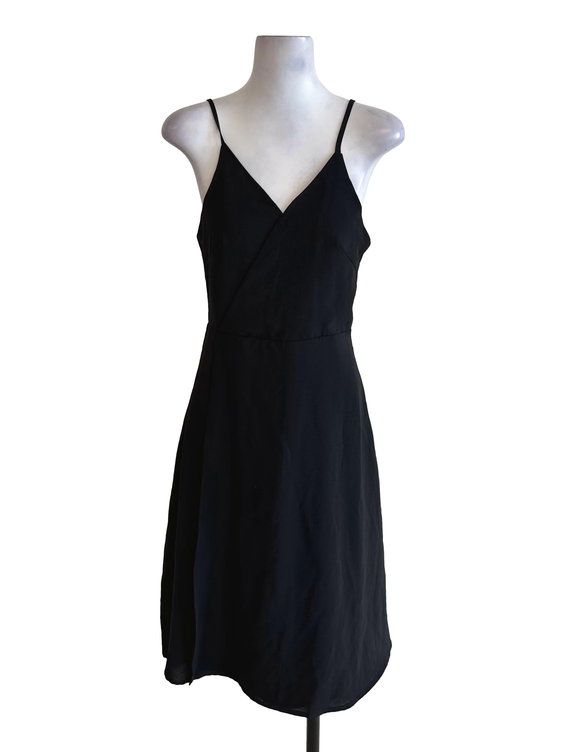 Raven Black V Neck A Line Dress TTR