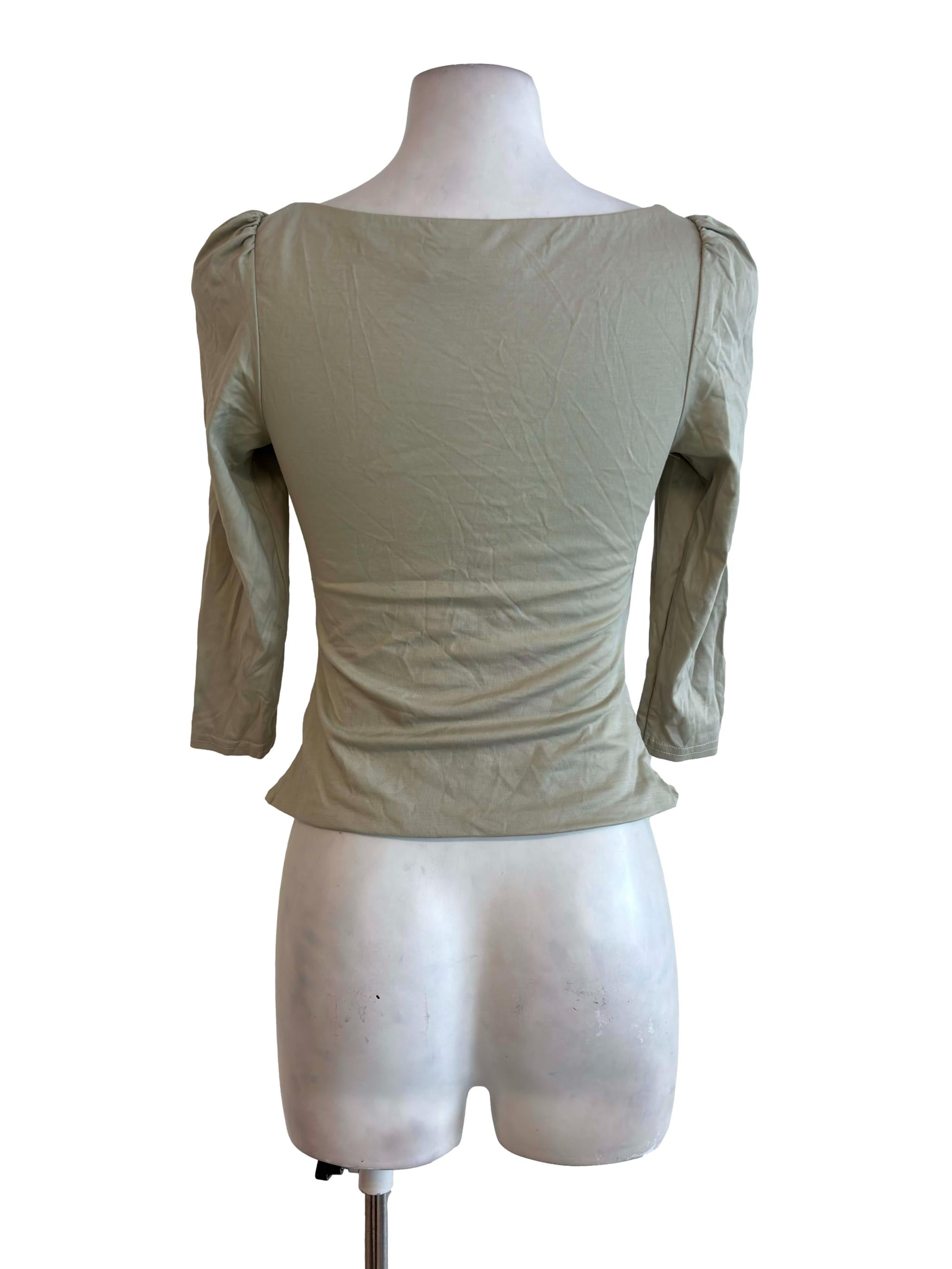 Sage Green Square Neck Scrunched Top