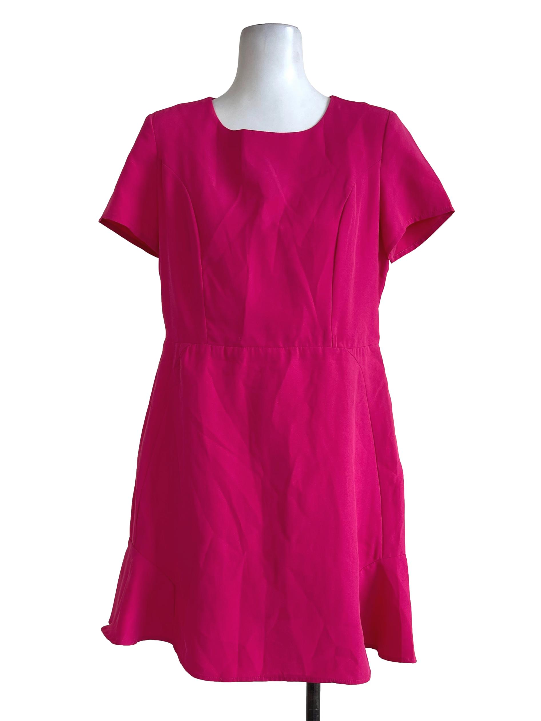 Hot Pink Partial Ruffles Dress