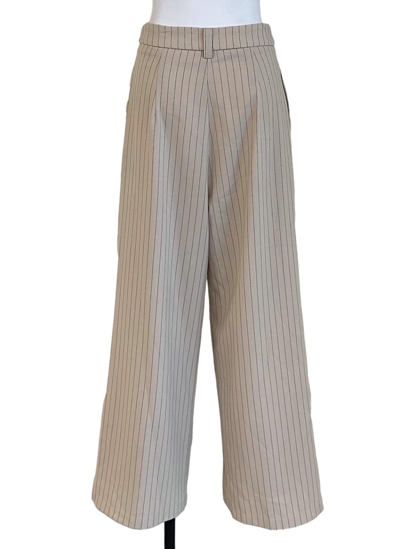 Ivory White Pinstripe Formal Pants
