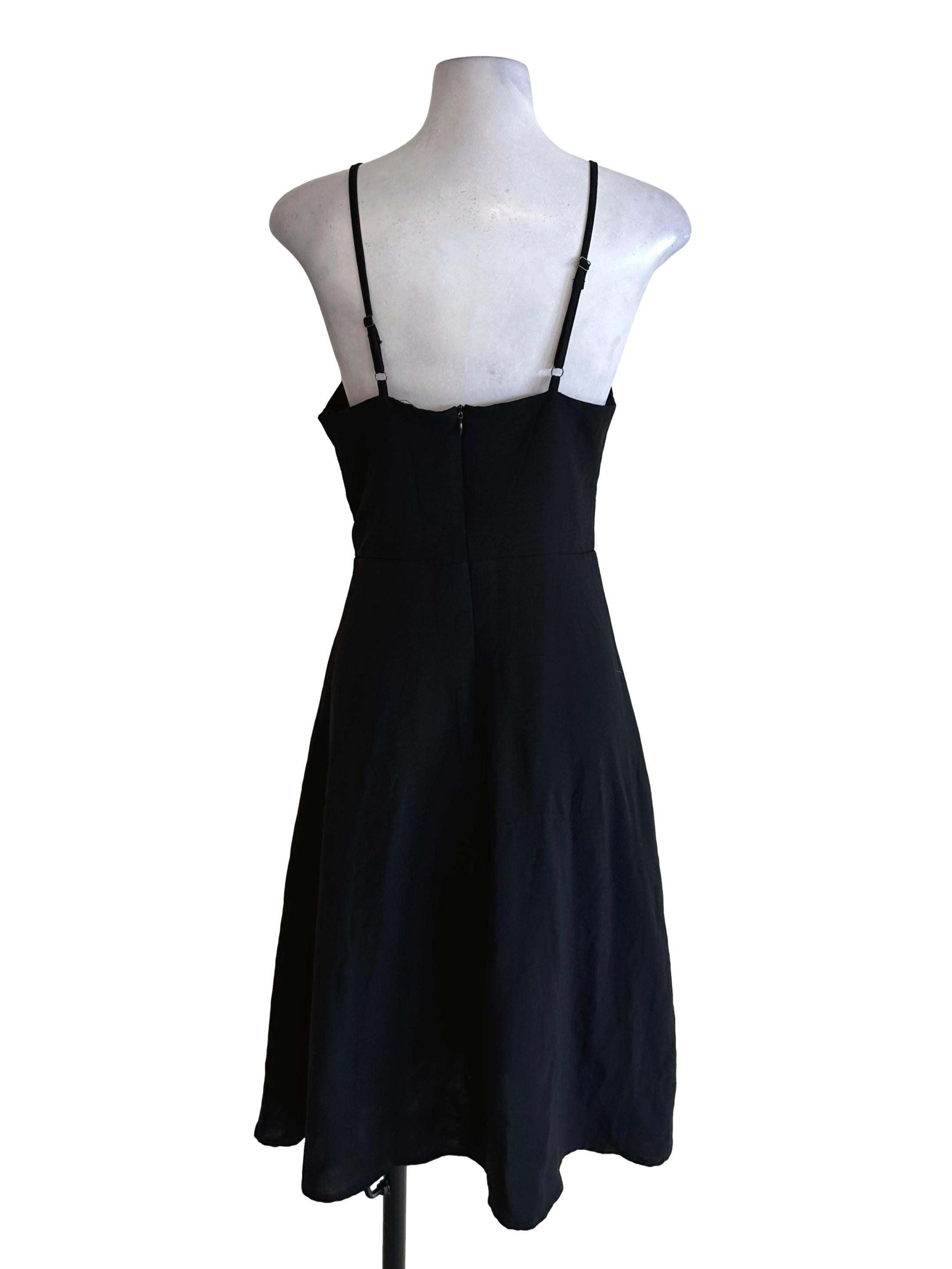 Raven Black V Neck A Line Dress TTR