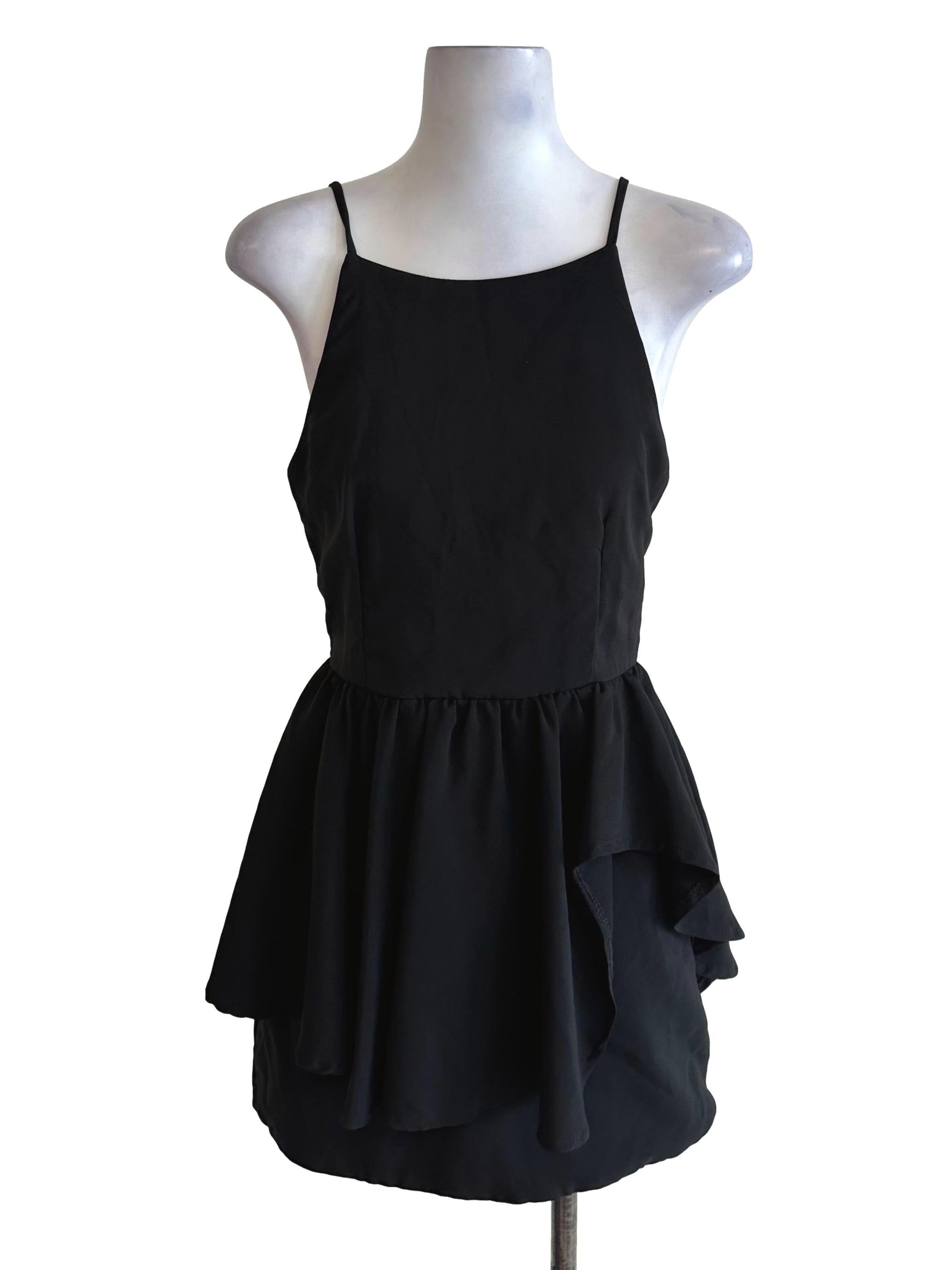Onyx Black Peplum Halter Top TEM