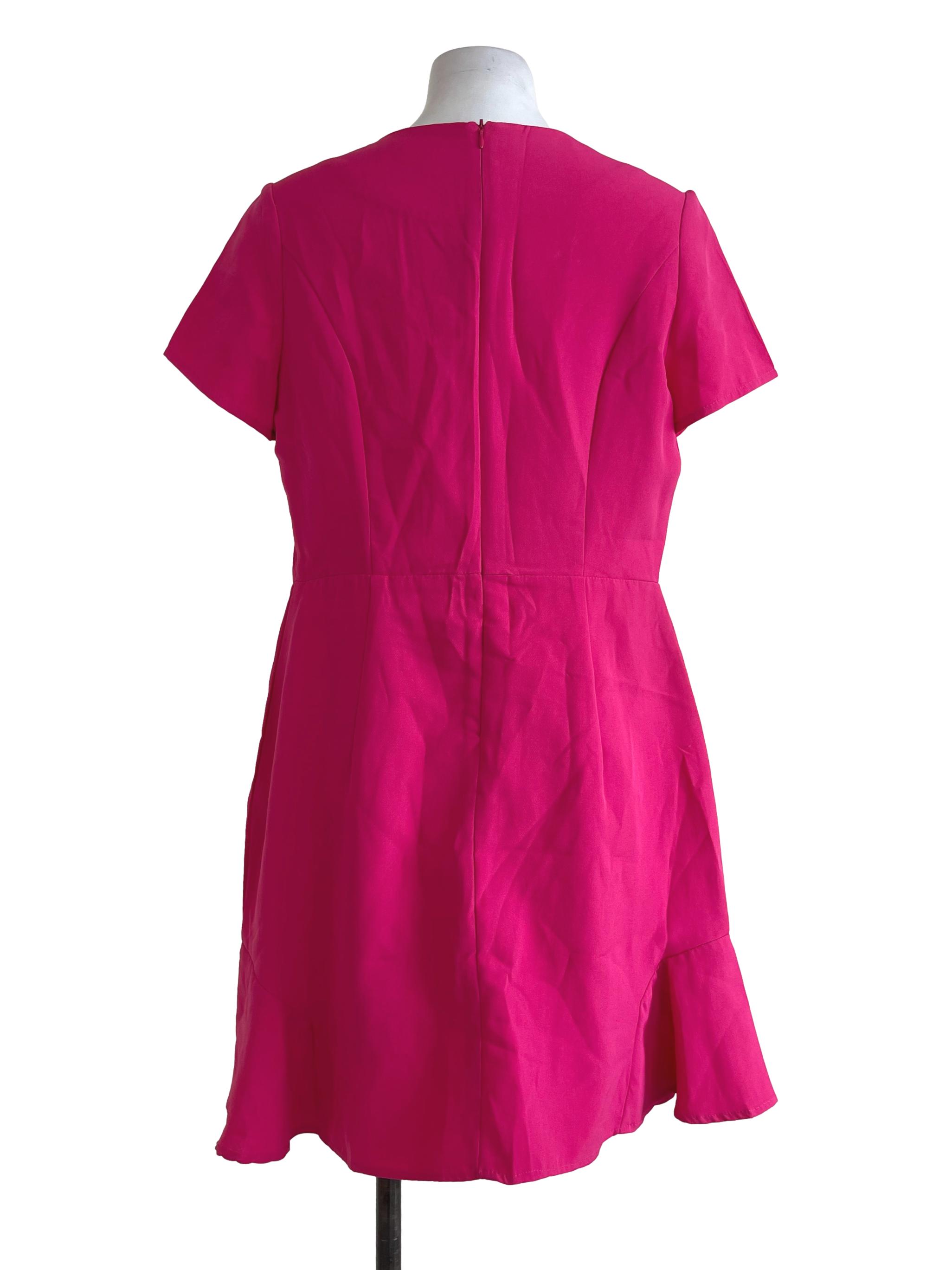 Hot Pink Partial Ruffles Dress