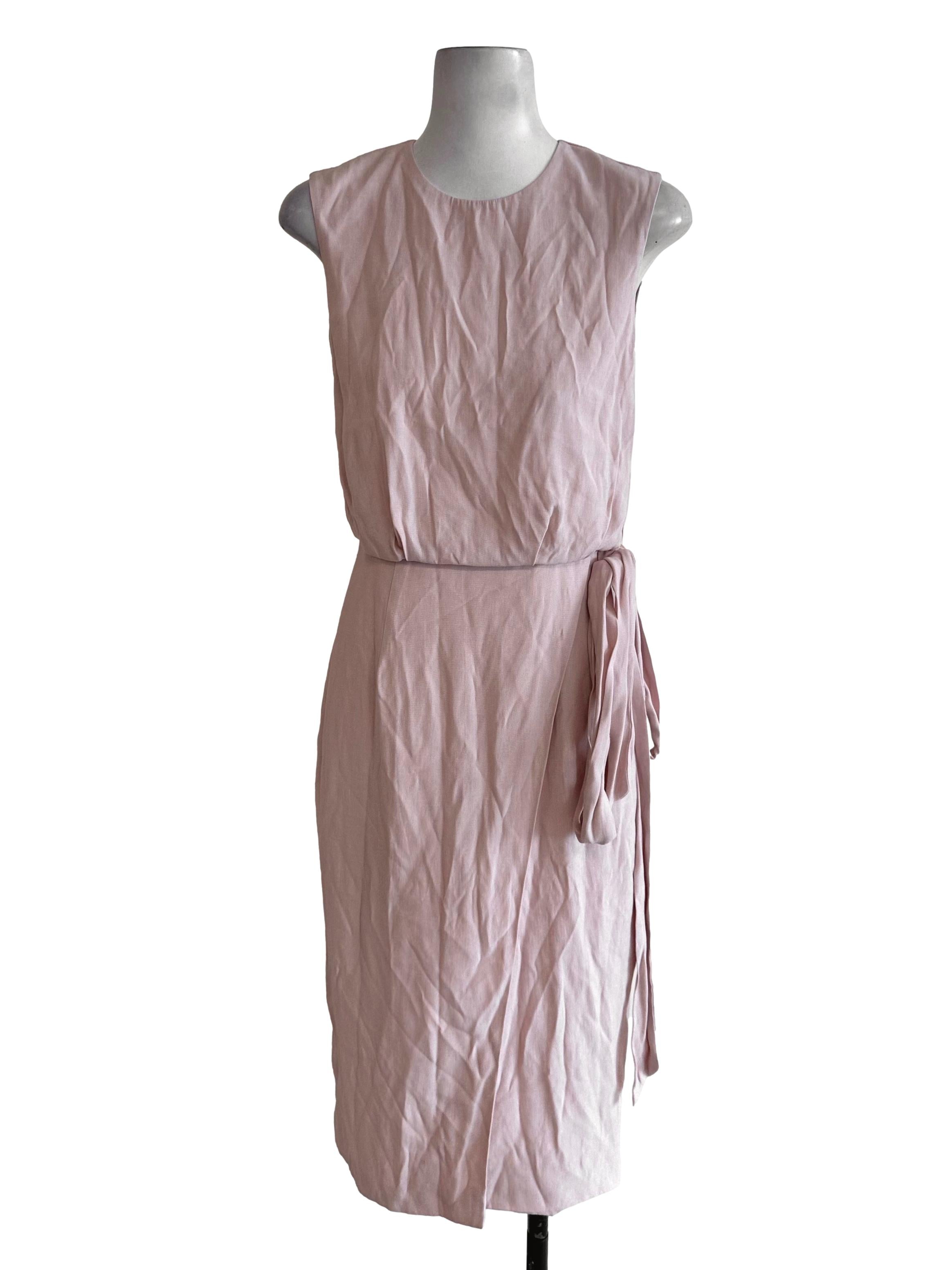 Dusty Pink Round Neck Pegged Dress LB