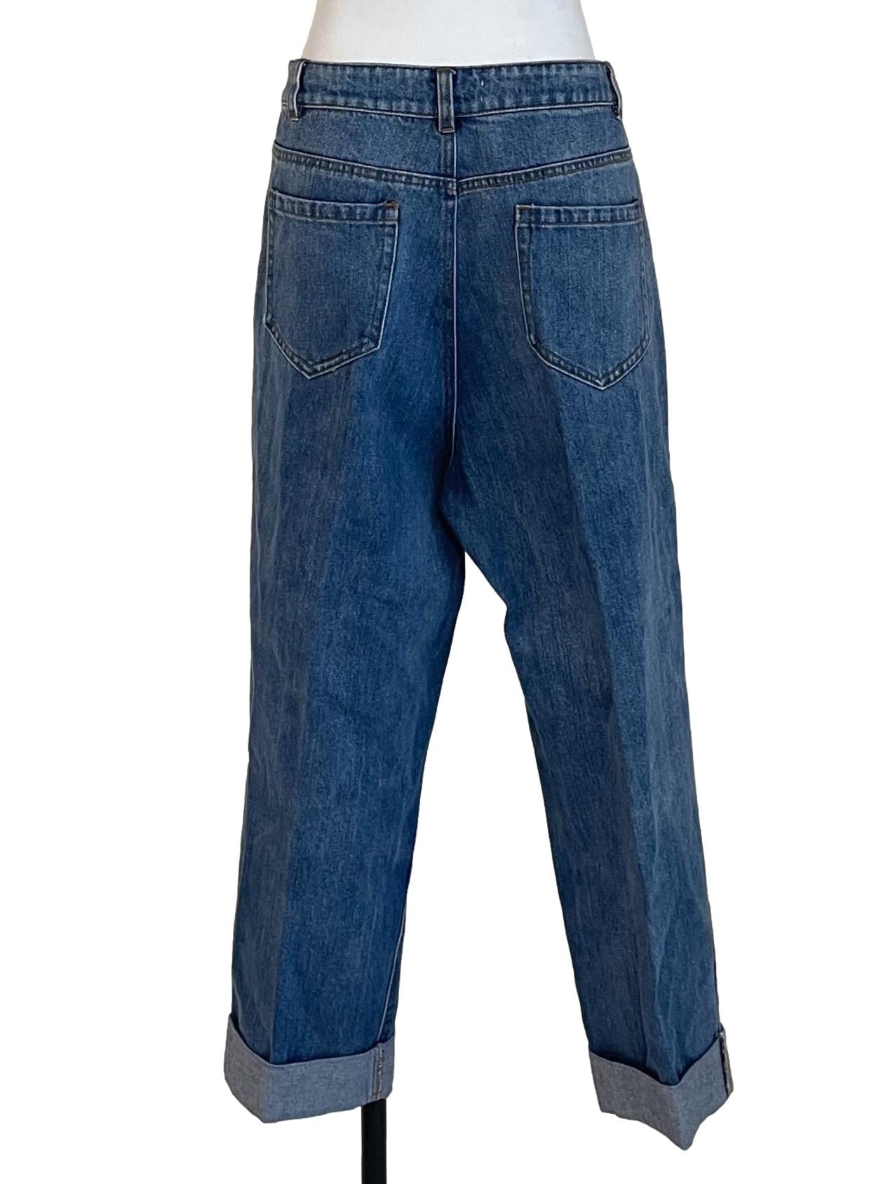 Blue Ripped & Cuffed Jeans