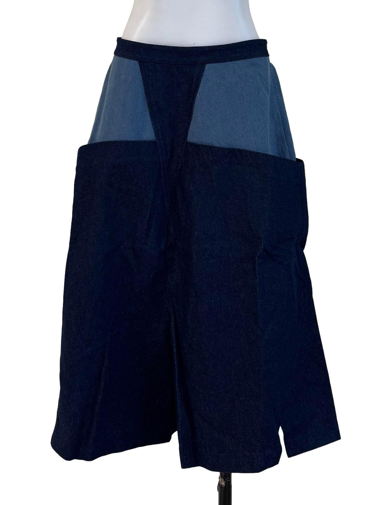 Two Tone Denim Blue Wide Pants