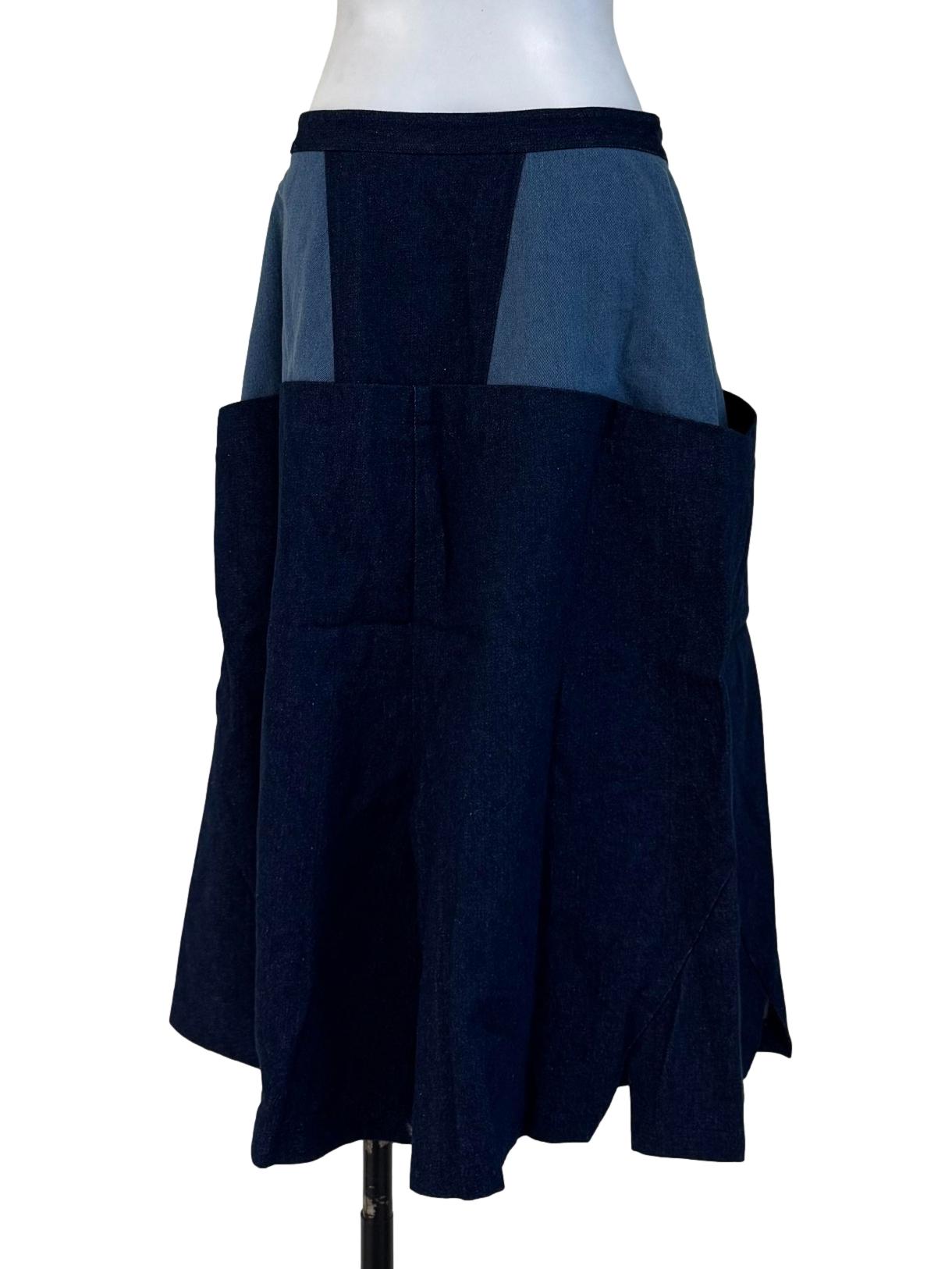 Two Tone Denim Blue Wide Pants