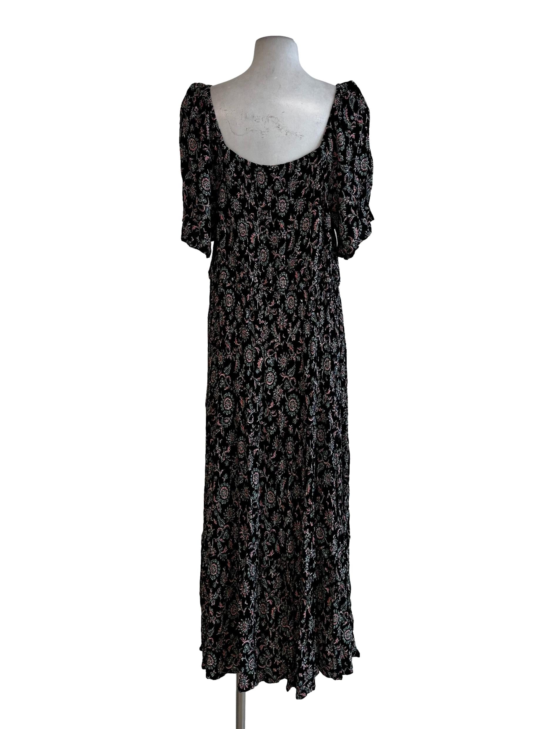 Black Floral Printed Textured Dress