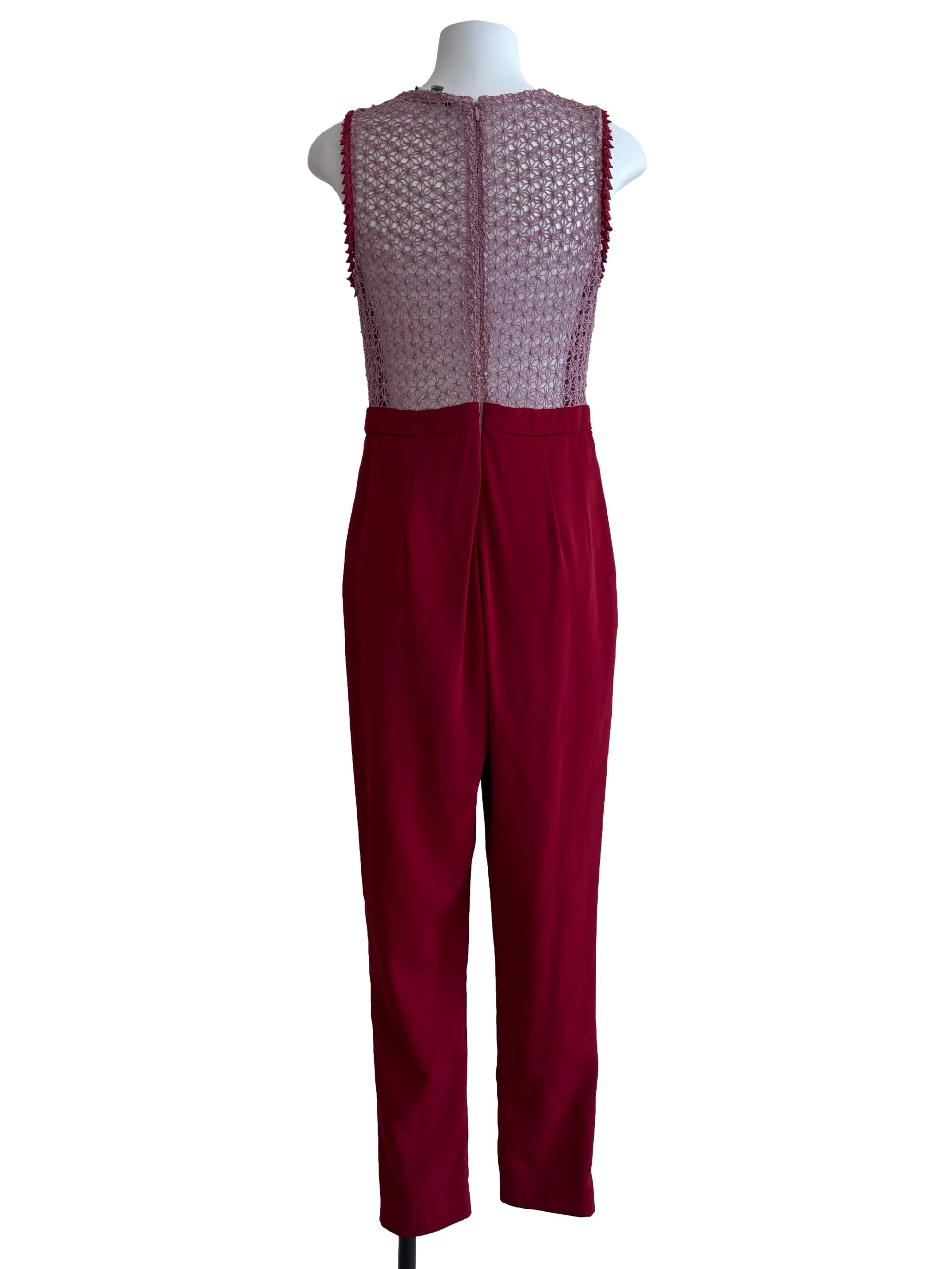 Scarlet Red Floral Lace Jumpsuit
