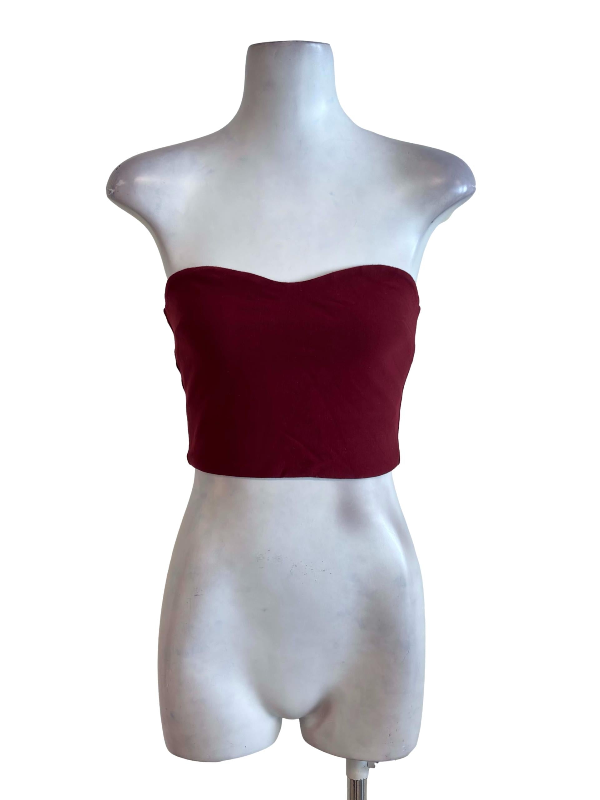 Red Strapless Cropped Top