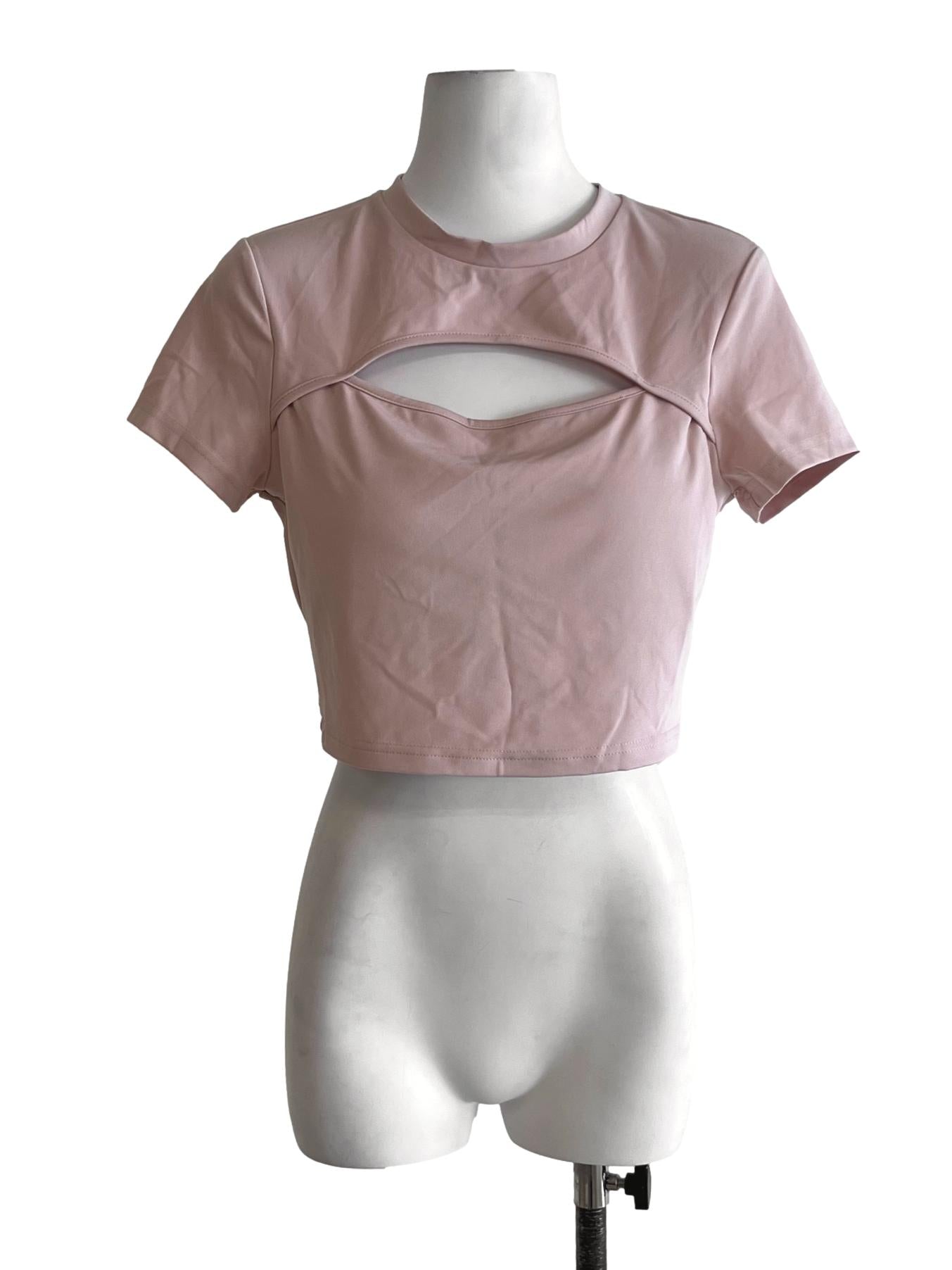 Rose Pink Jewel Neckline Blouse