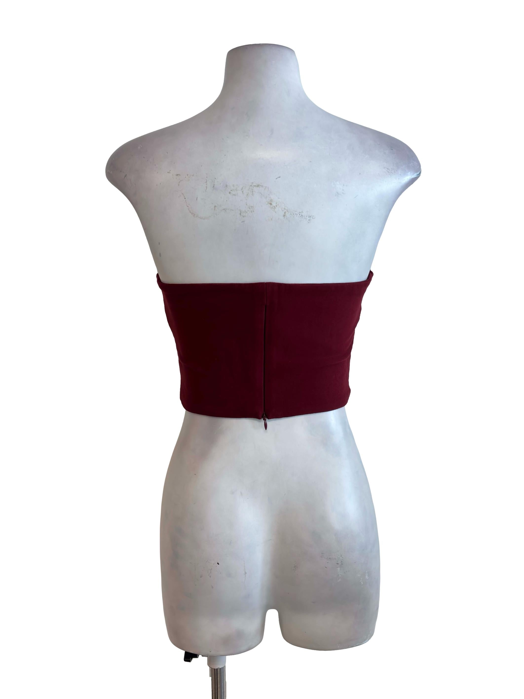 Red Strapless Cropped Top