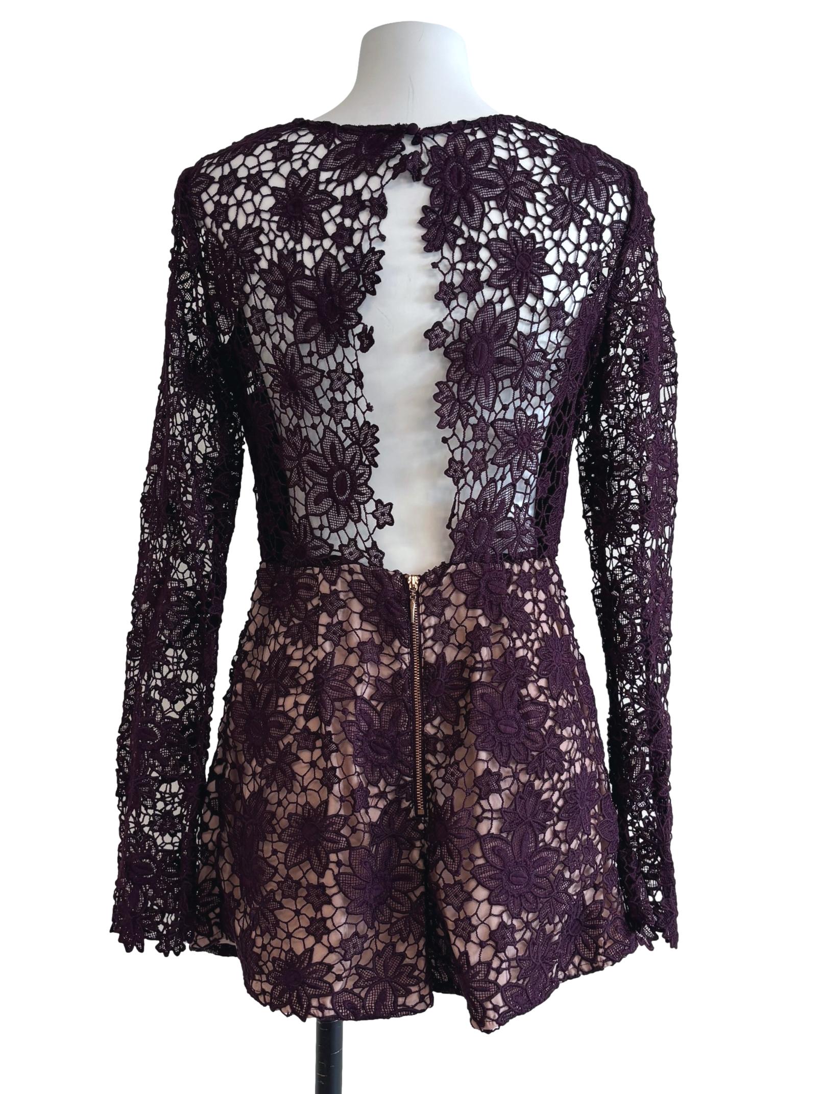 Grape Purple Floral Lace Romper