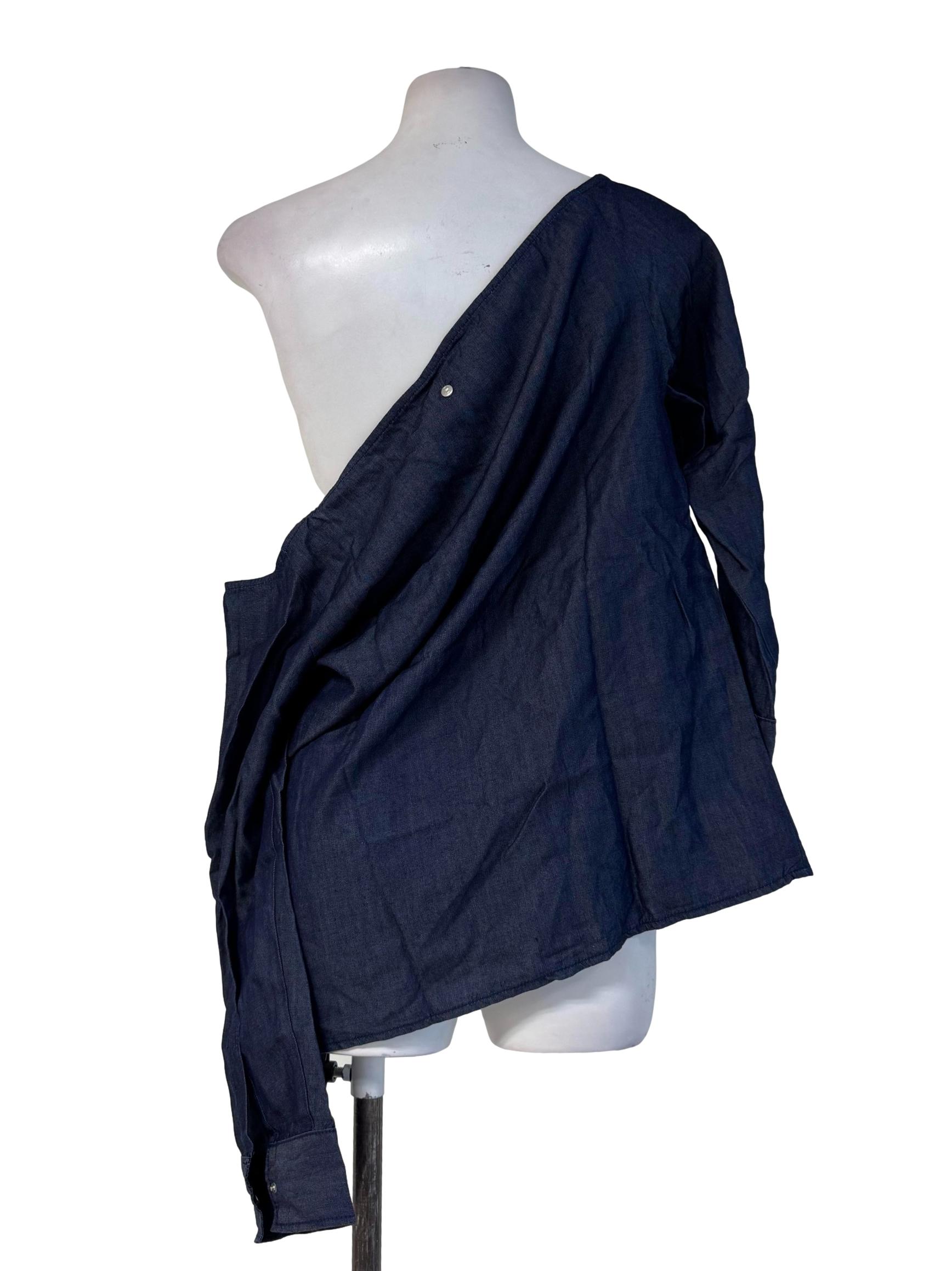 Dark Denim Long Sleeve Blouse