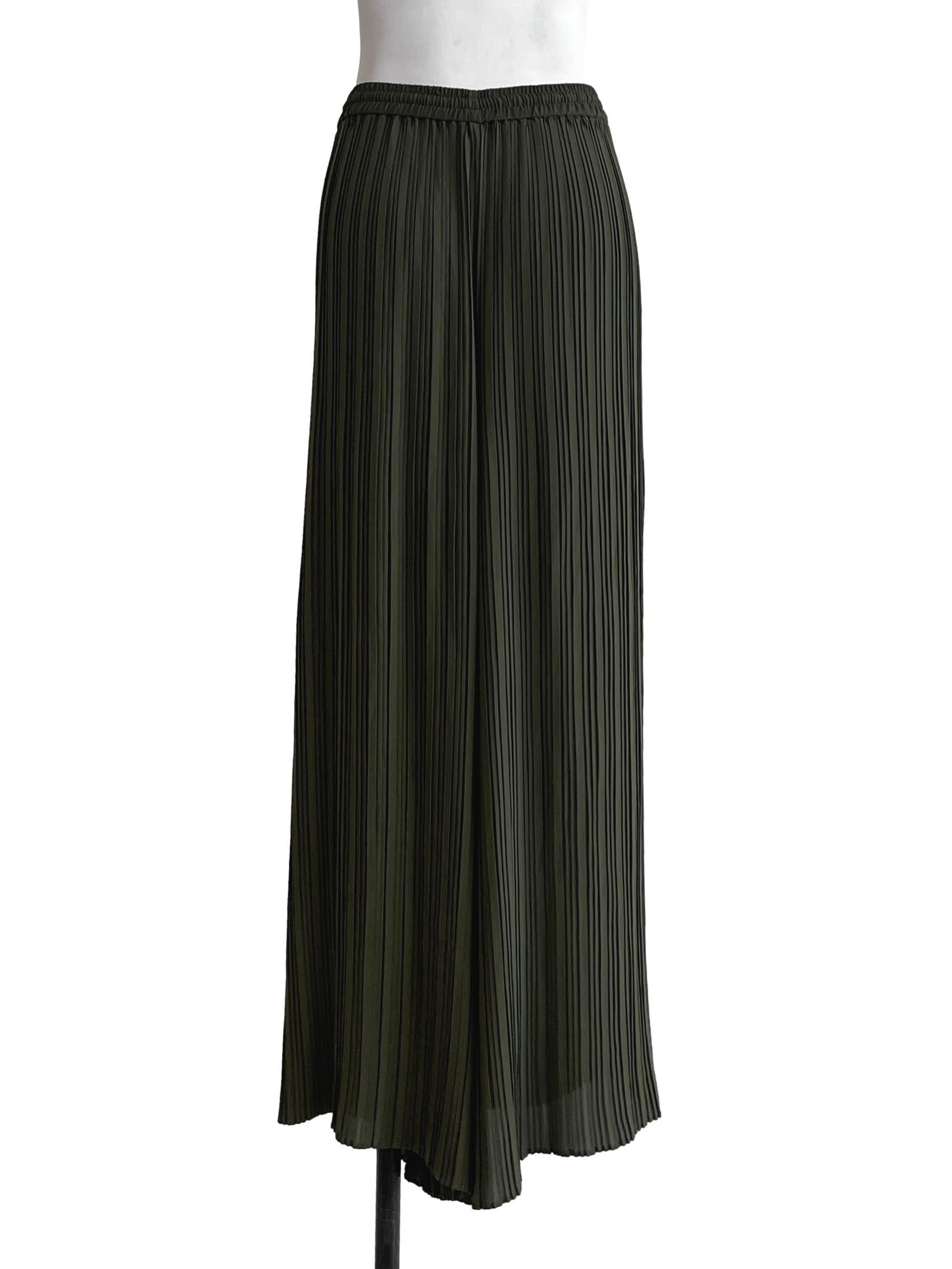 Moss Green Pleated Wide Leg Pants LB
