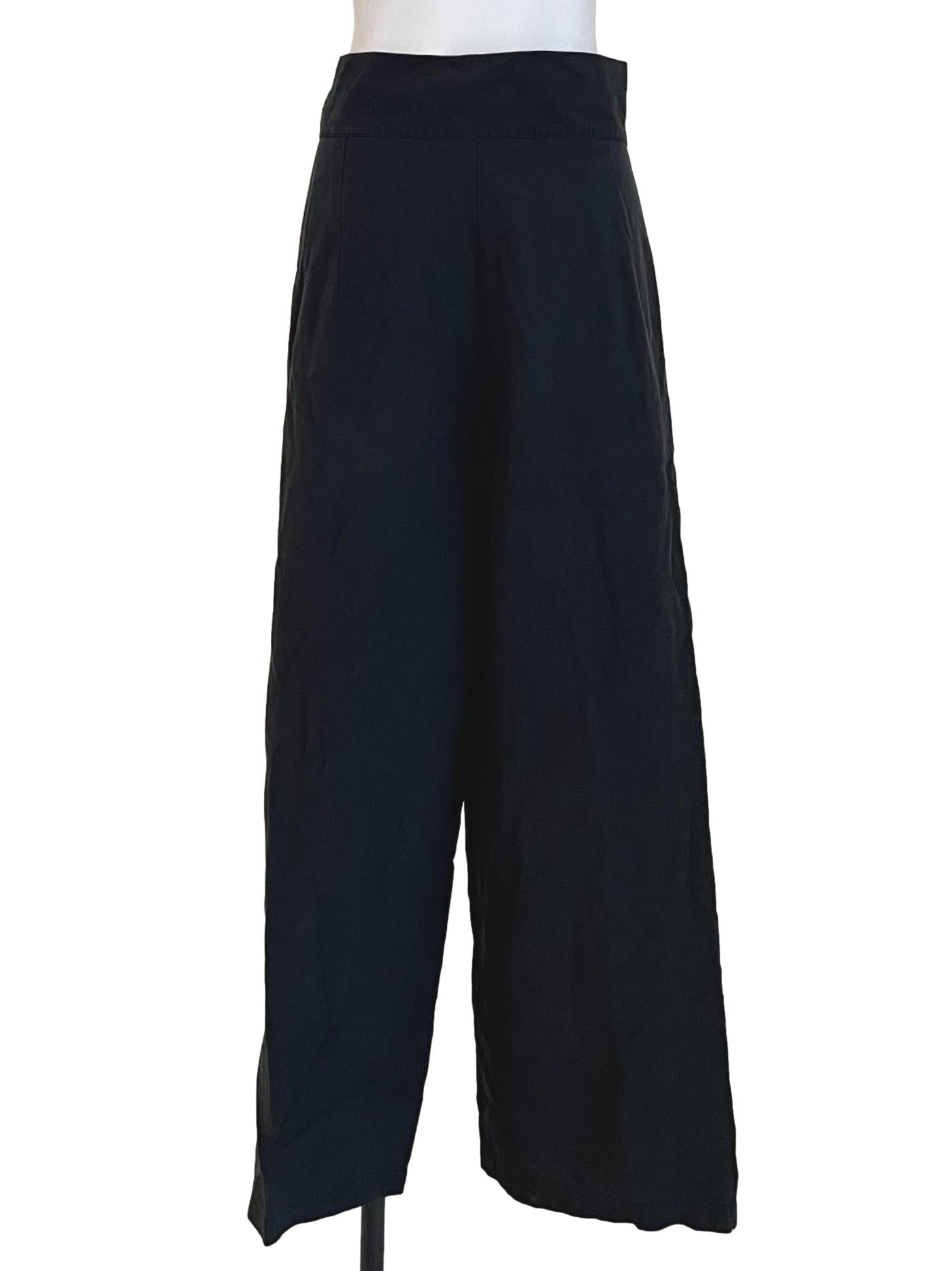 Charcoal Black Buckled Wide Leg Pants
