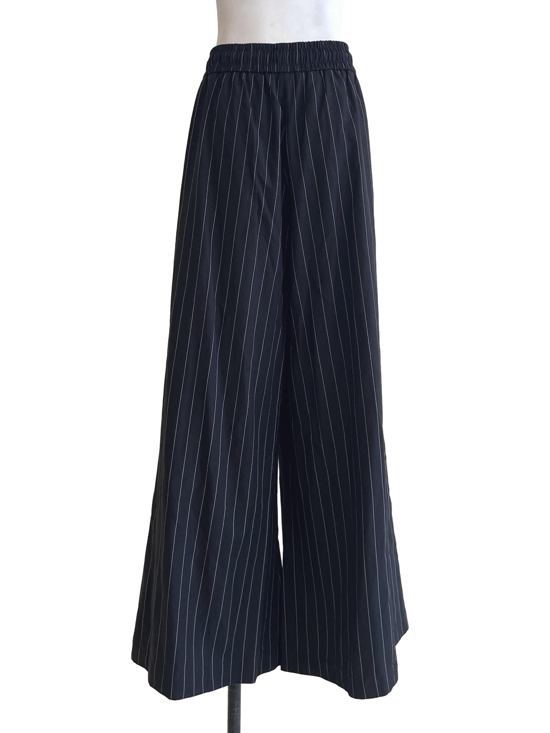 Onyx Black Stripe Wide Leg Pants TEM