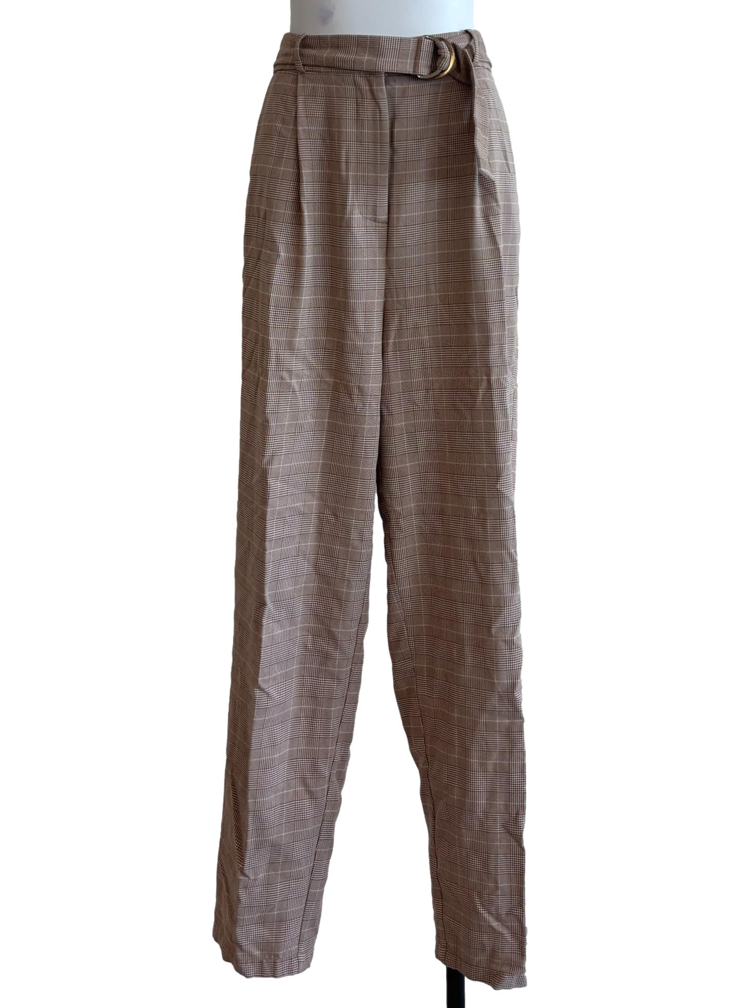 Almond Beige Plaid Pants