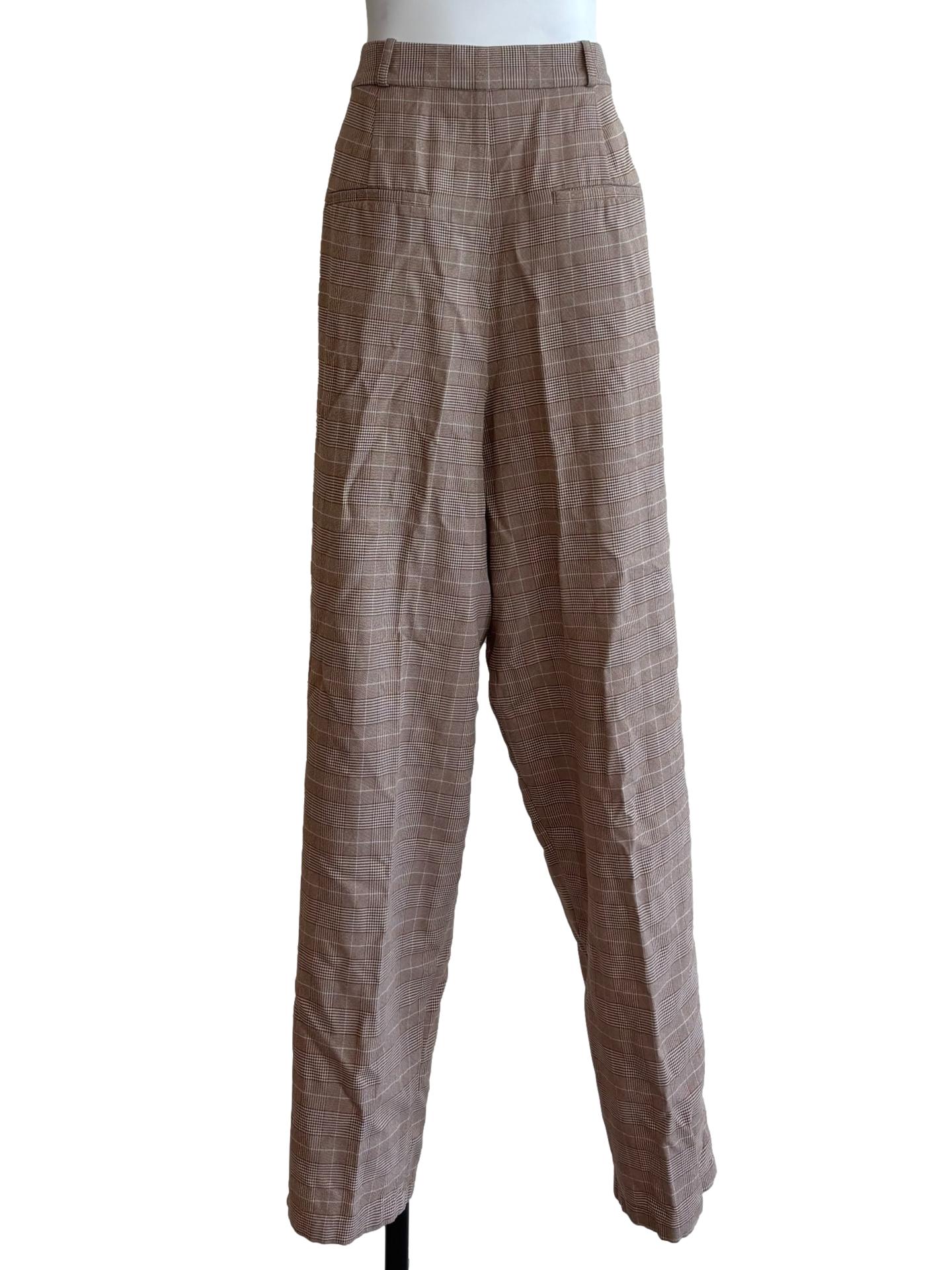 Almond Beige Plaid Pants