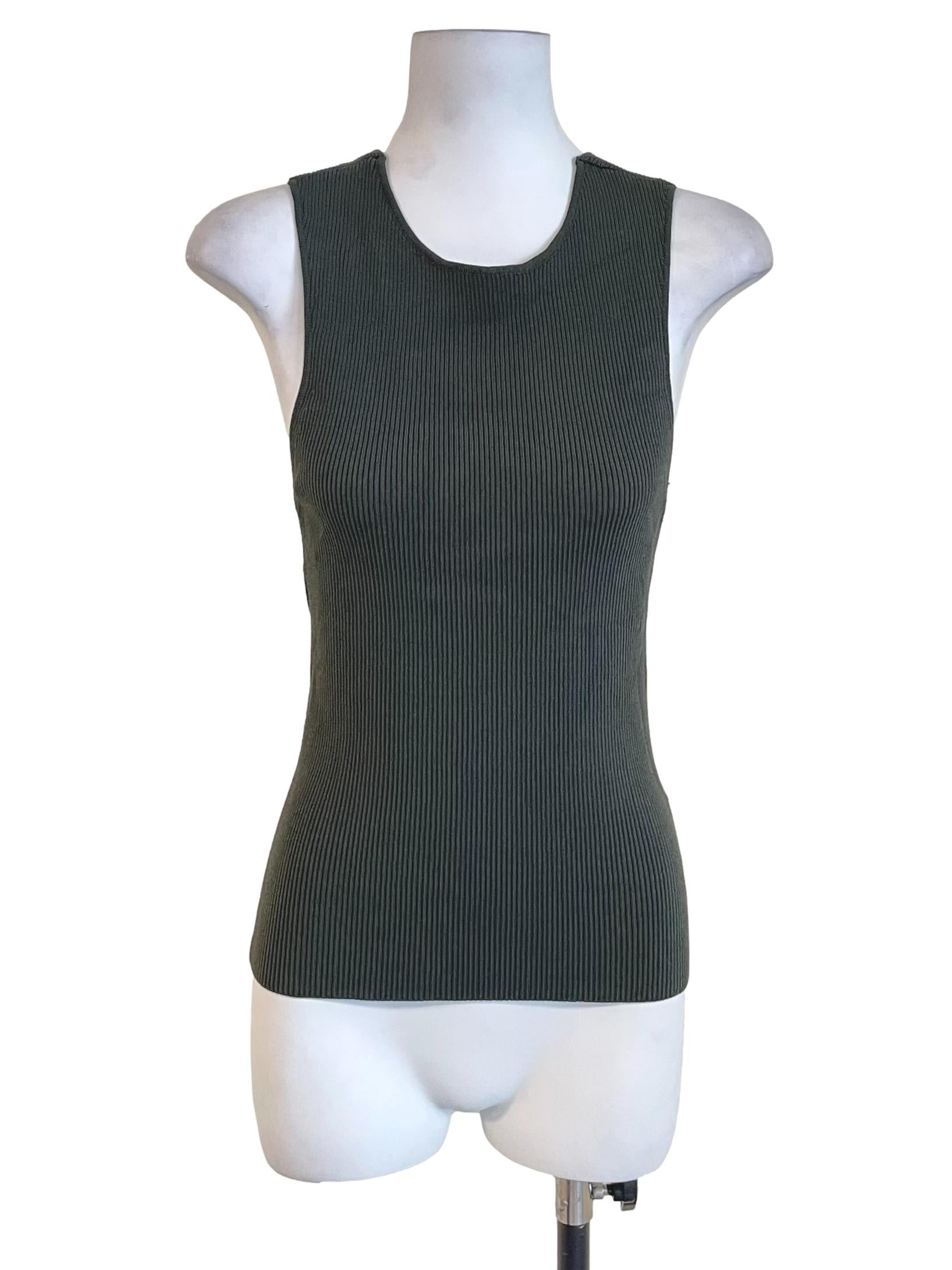 Seaweed Green Open Back Knit Top