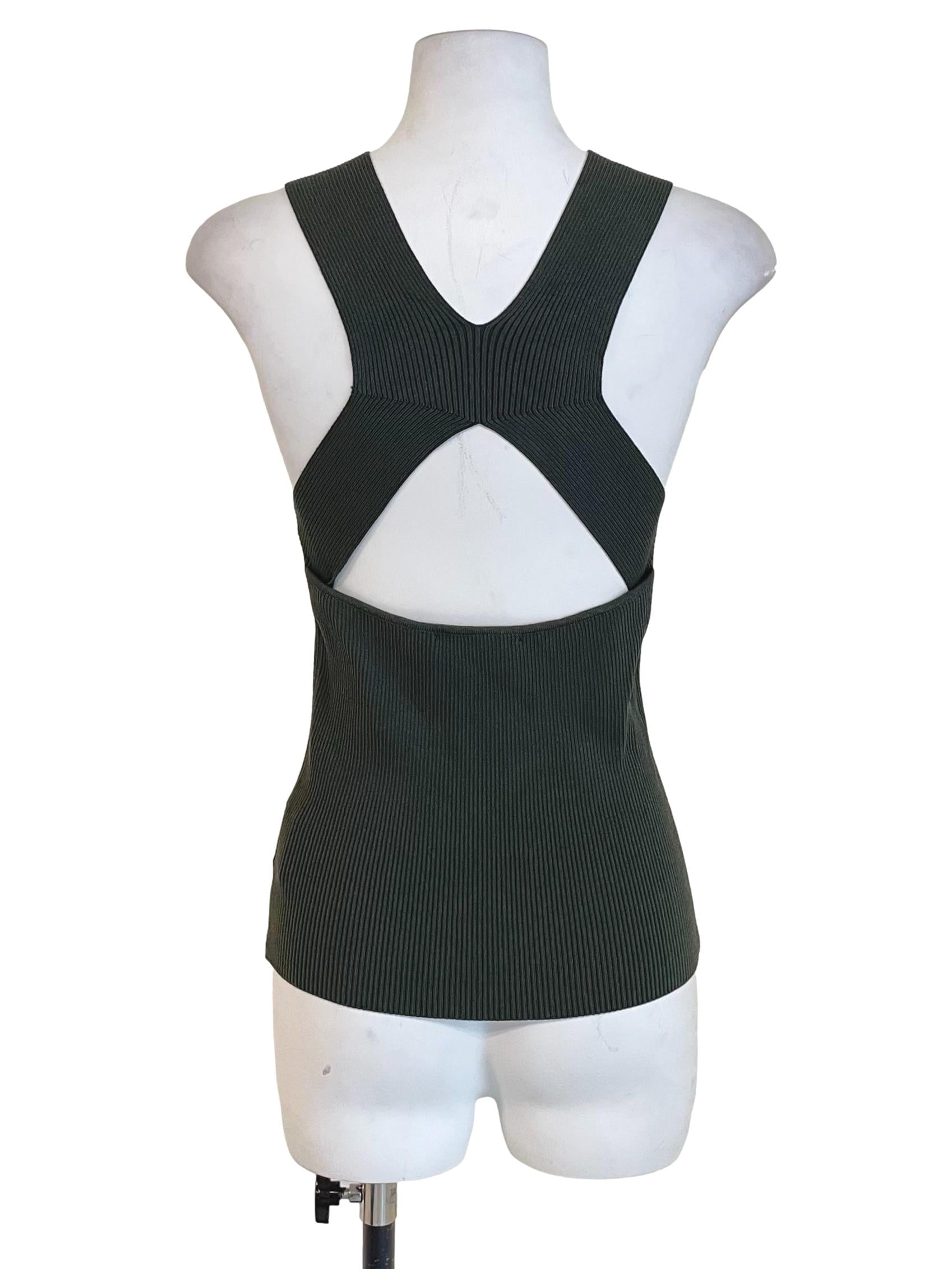 Seaweed Green Open Back Knit Top