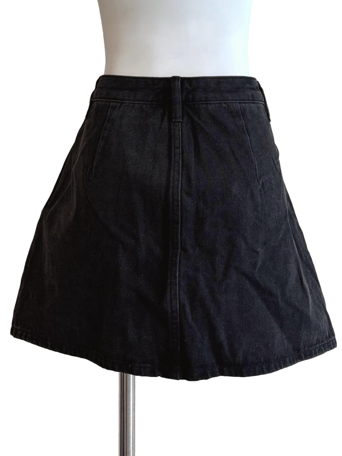 Washed Black Mini Denim Skirt