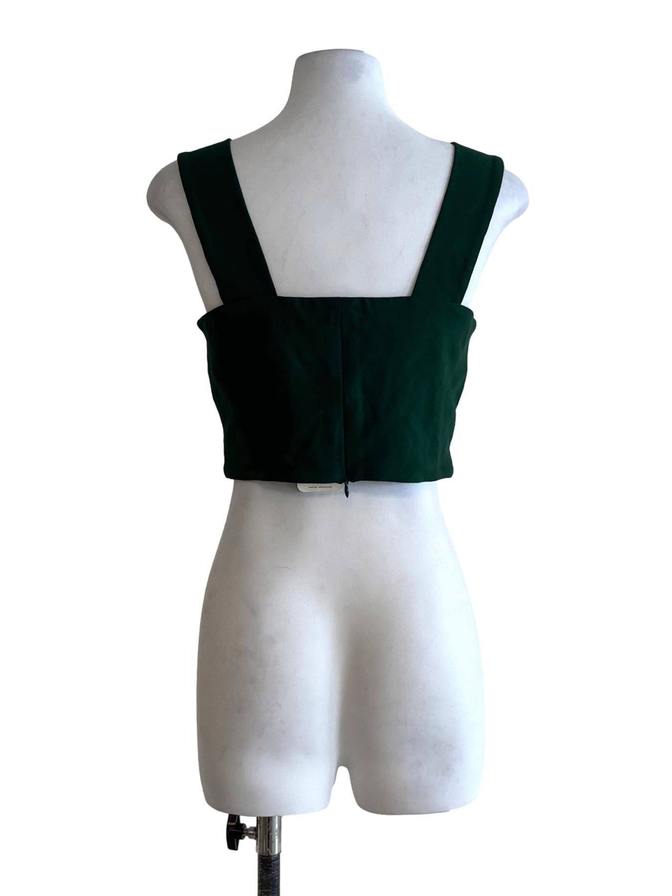 Pine Green Square Neckline Sleeveless Top