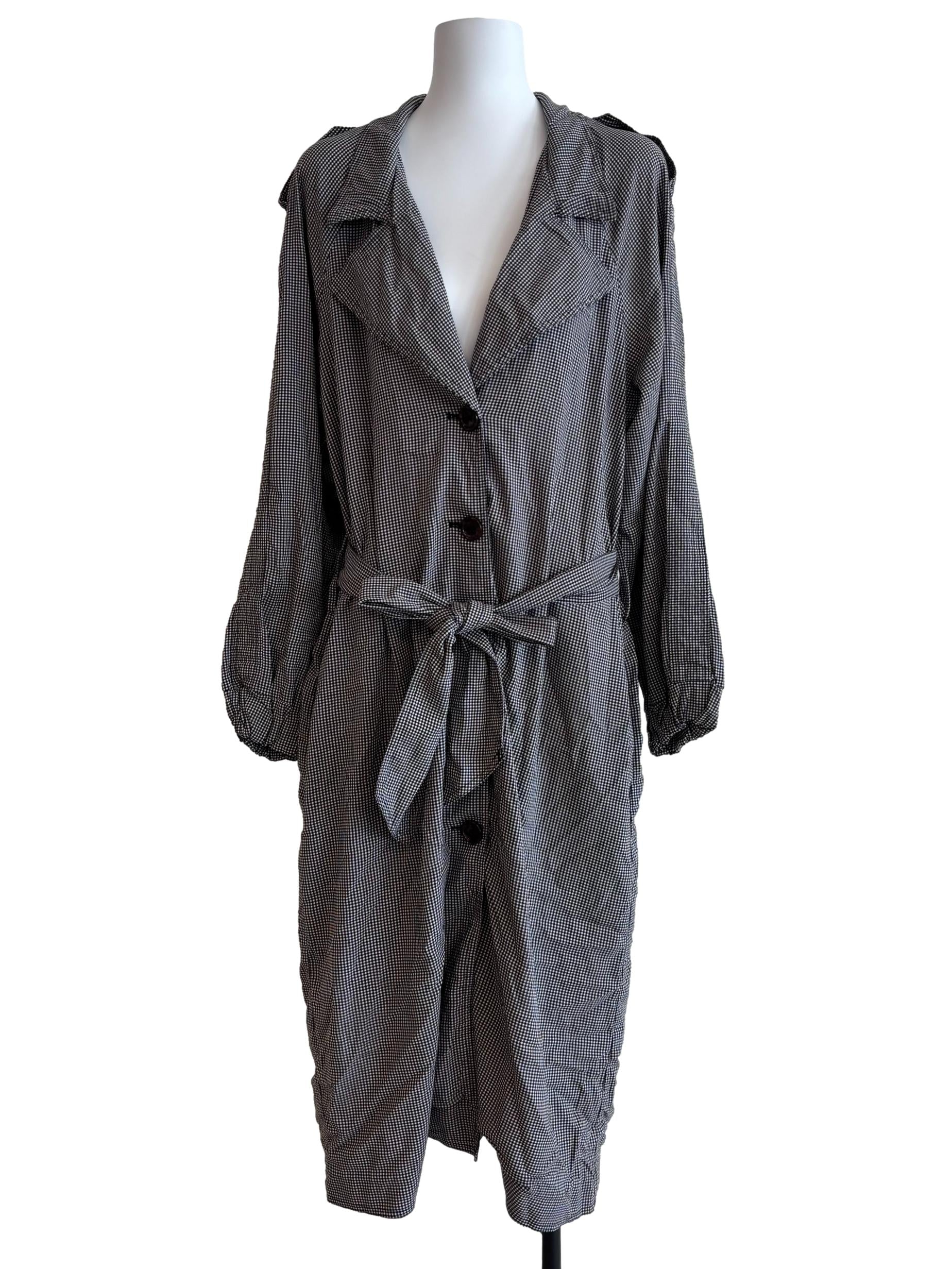 Black And White Checkered Trench Coat