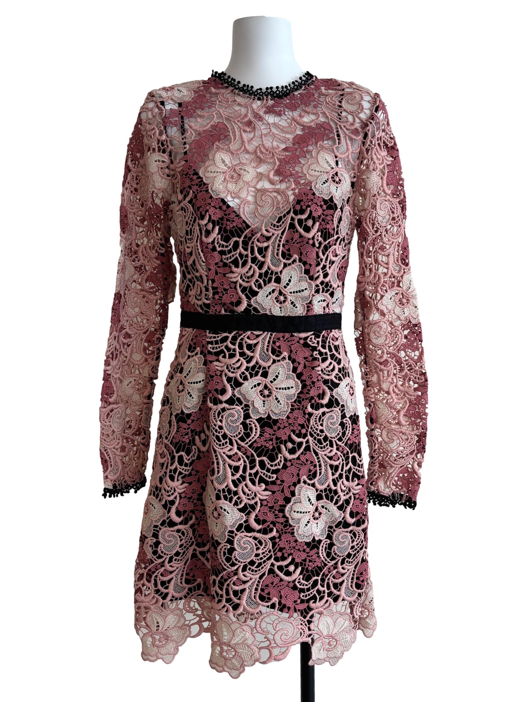 Rose Pink Mini Lace Dress