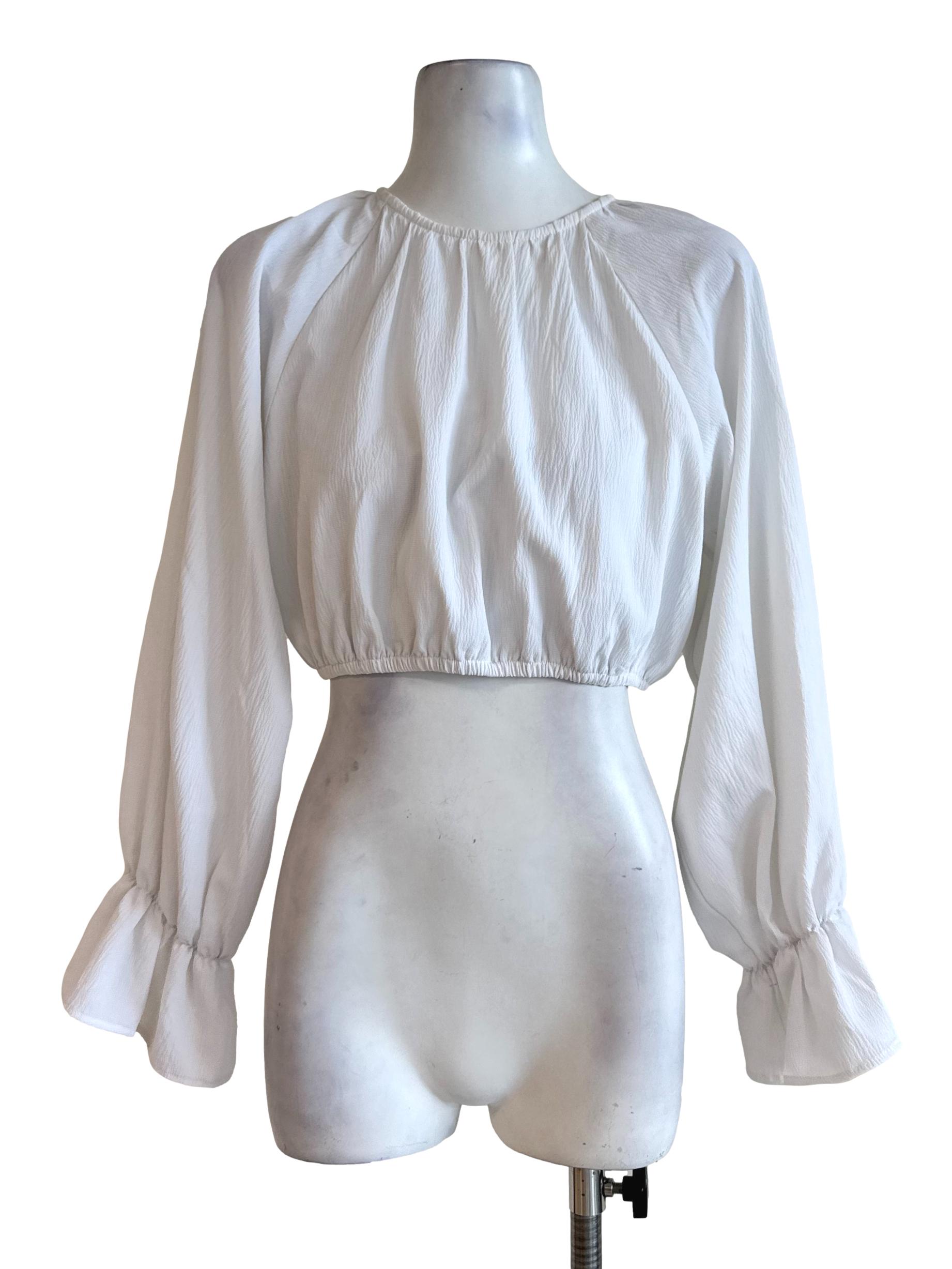 Bone White Round Neck Crop Top