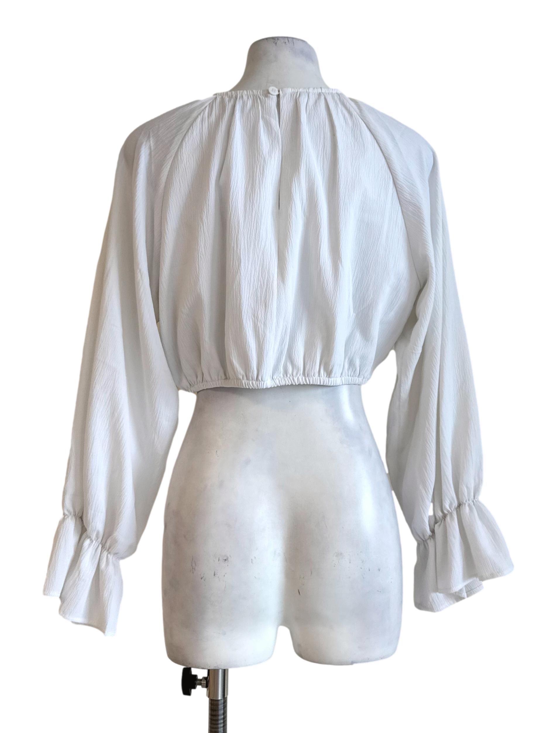 Bone White Round Neck Crop Top