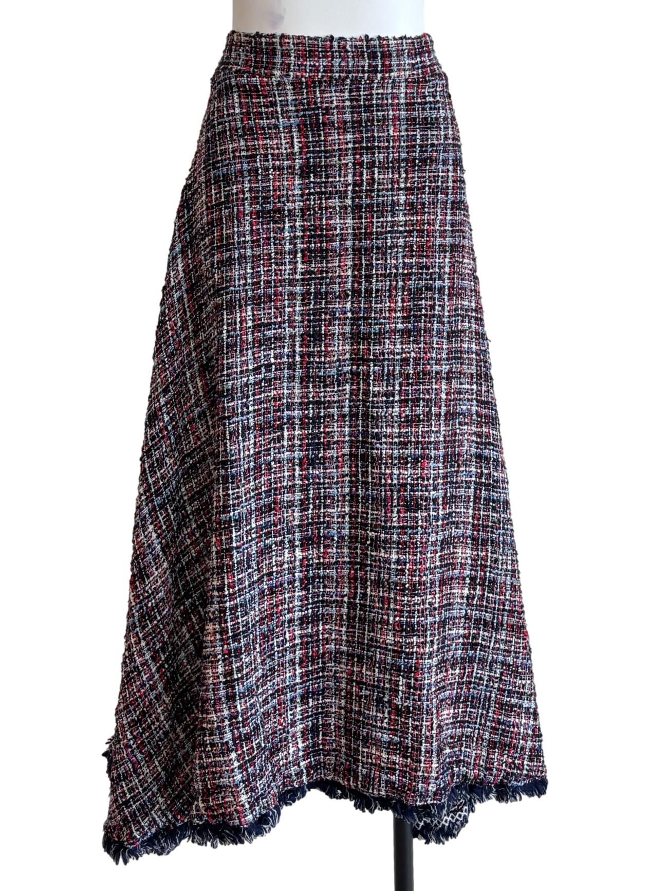 Peacock Blue Tweed A-Line Skirt
