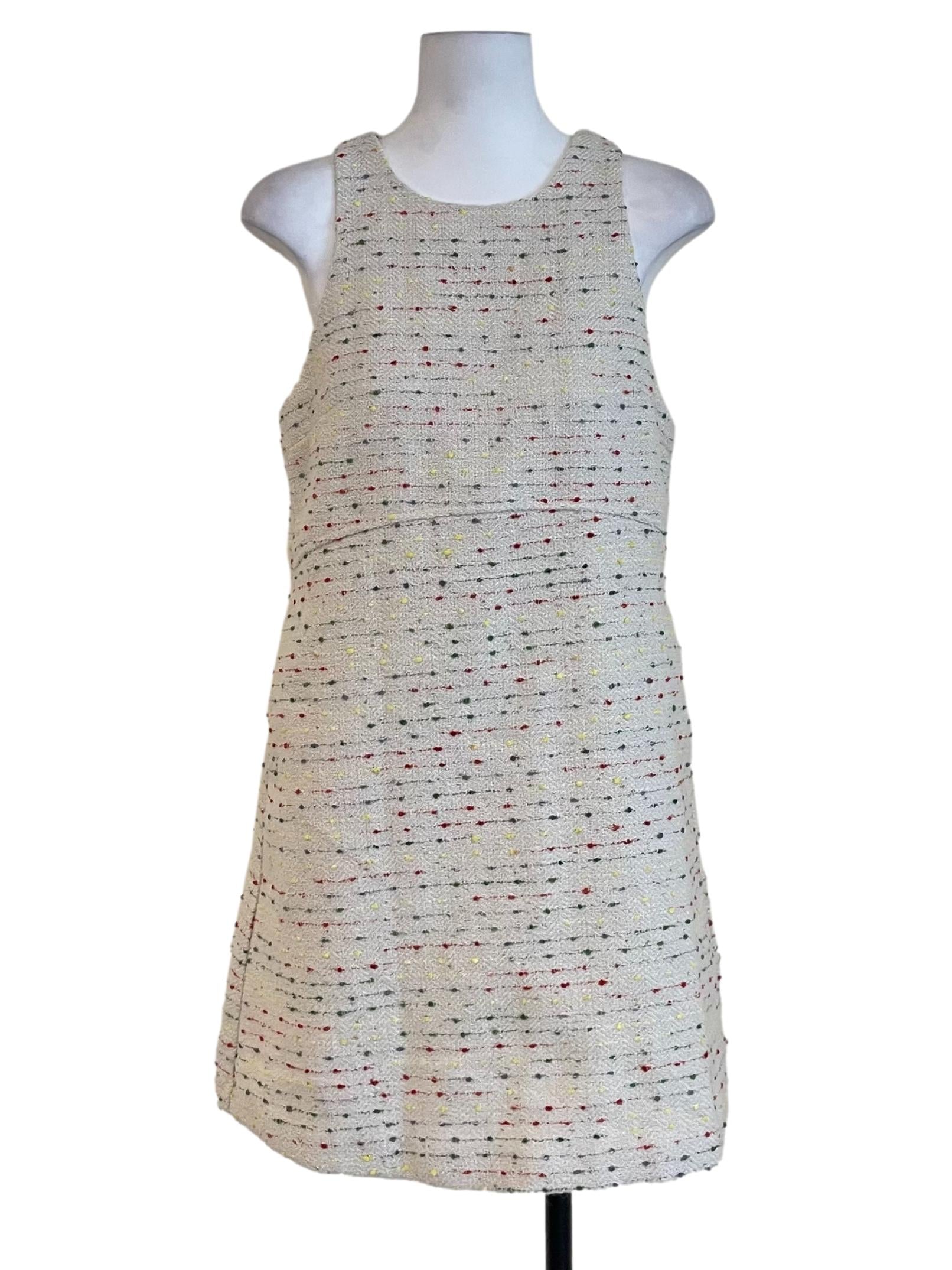 White Colors Tweed A-Line Dress