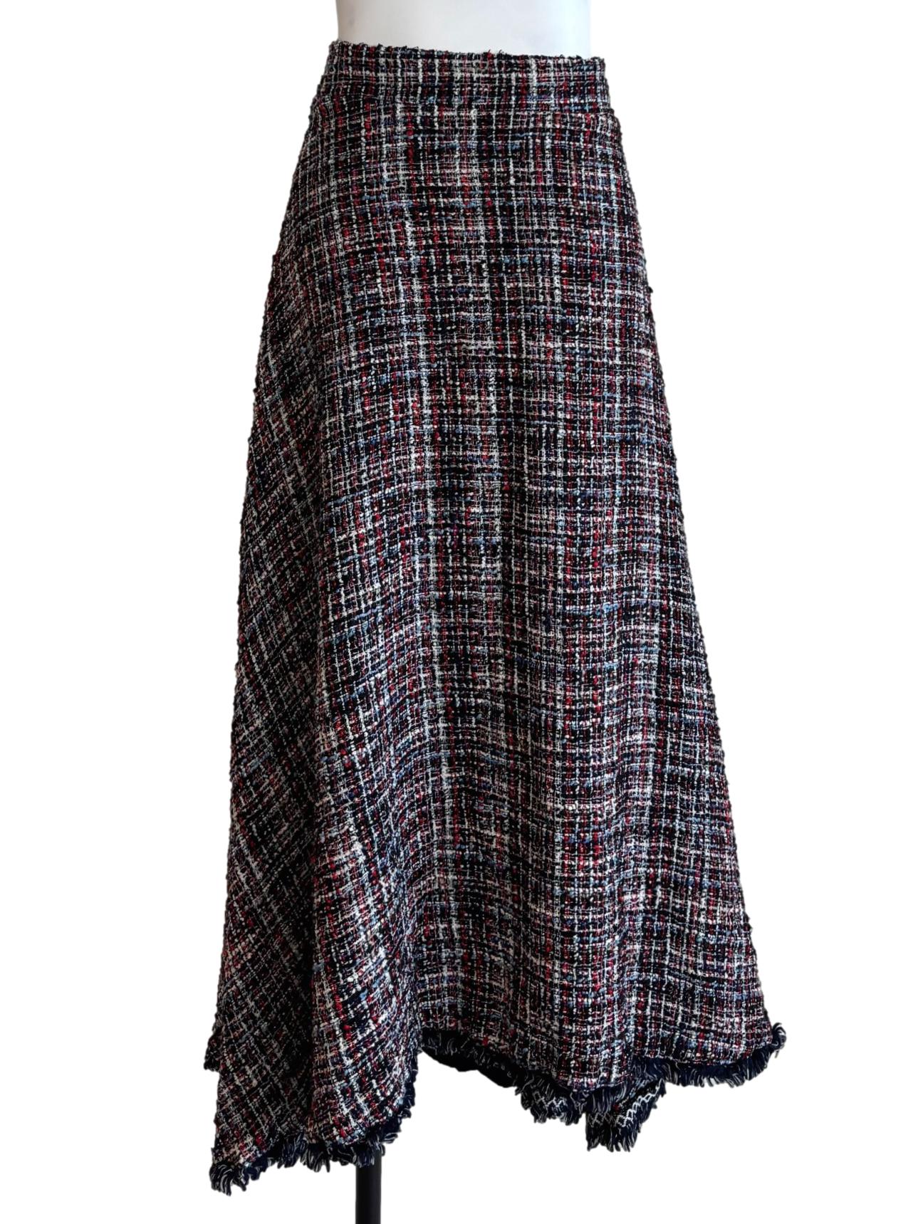 Peacock Blue Tweed A-Line Skirt