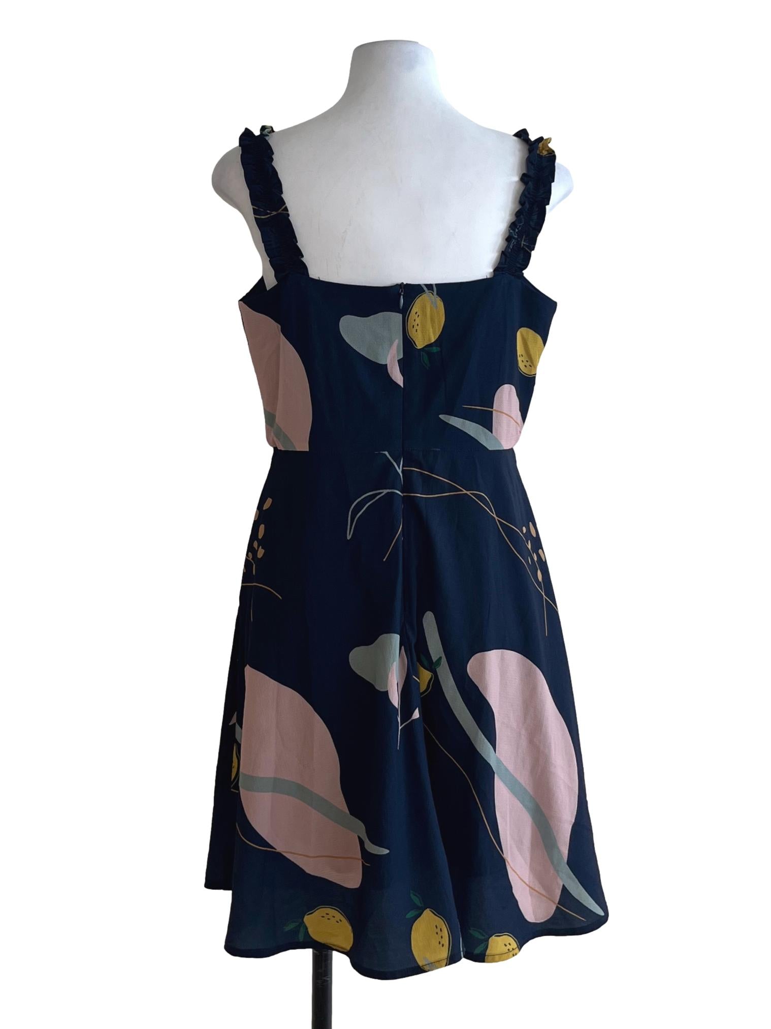 Navy Blue Abstract A-Line Dress